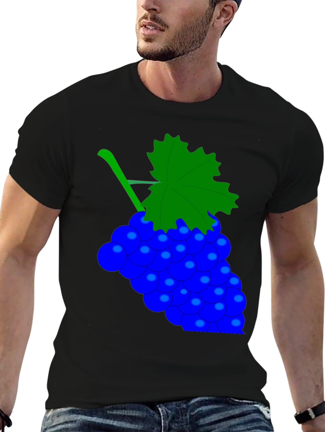 Black Novelty Grape Design Black T-Shirt view 6