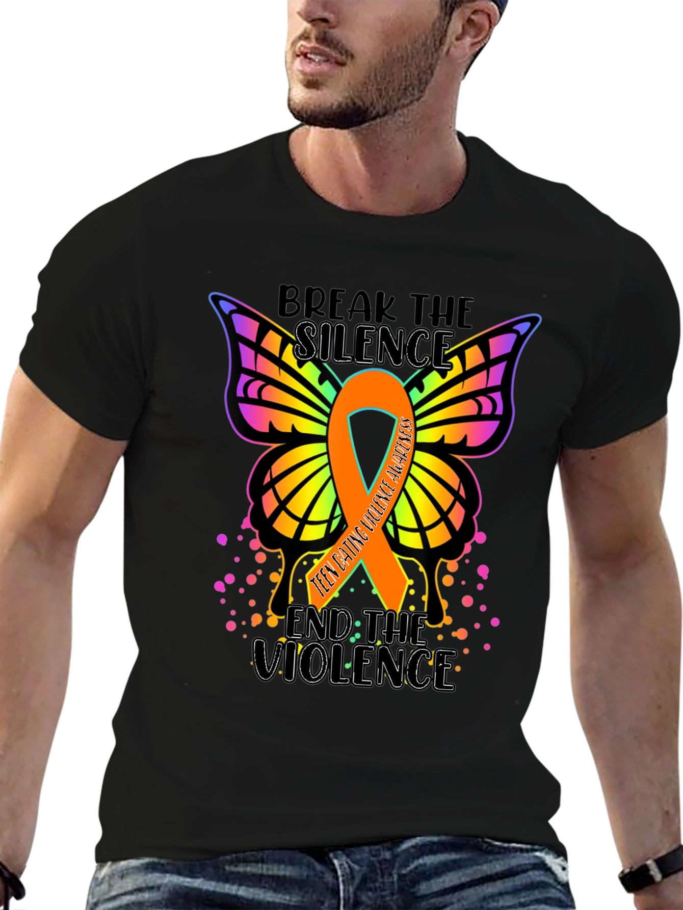 Black Teen Dating Violence Awareness T-Shirt view 6
