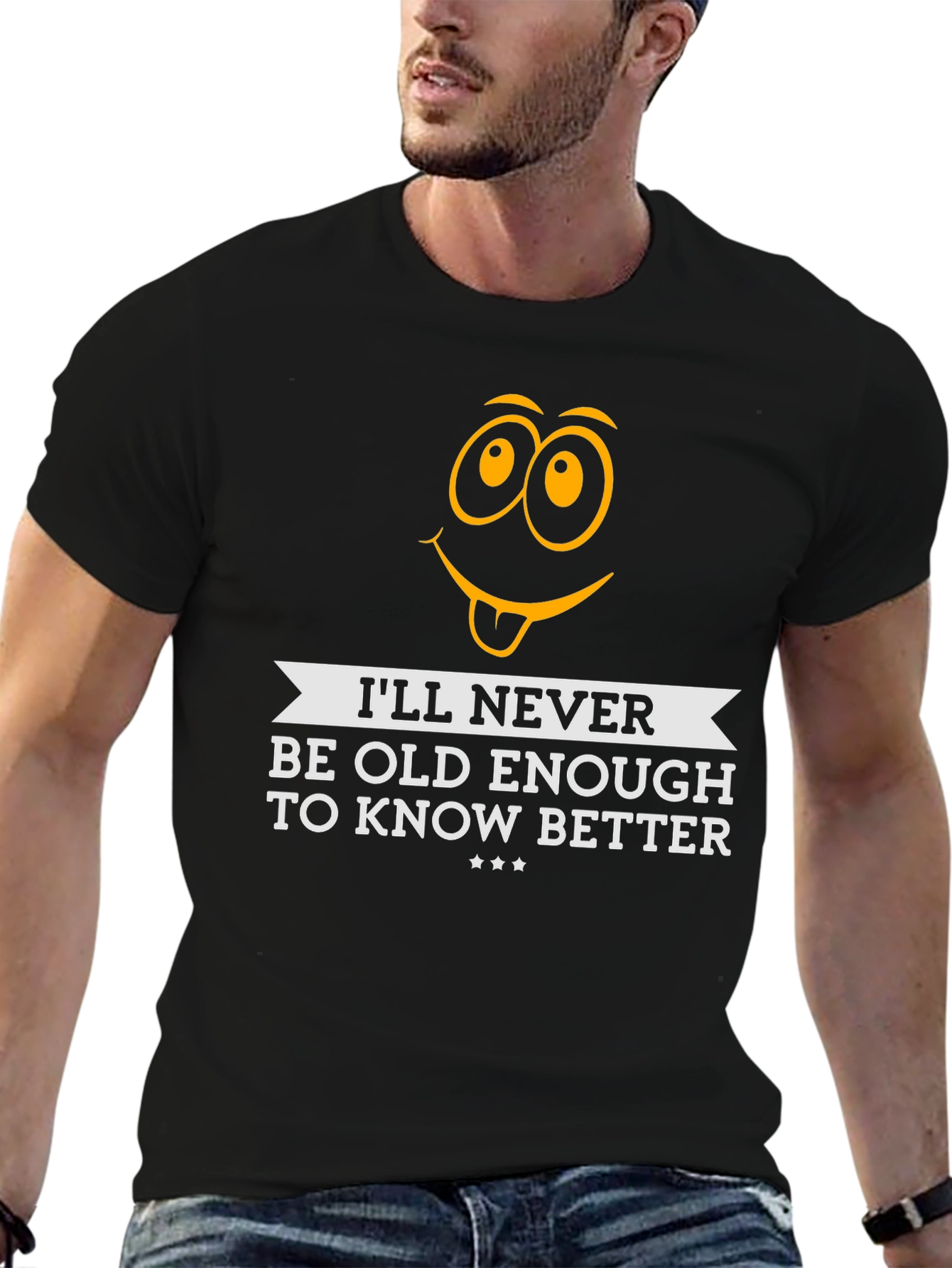 Black Funny "I'll Never Be Old Enough" Graphic Tee view 6