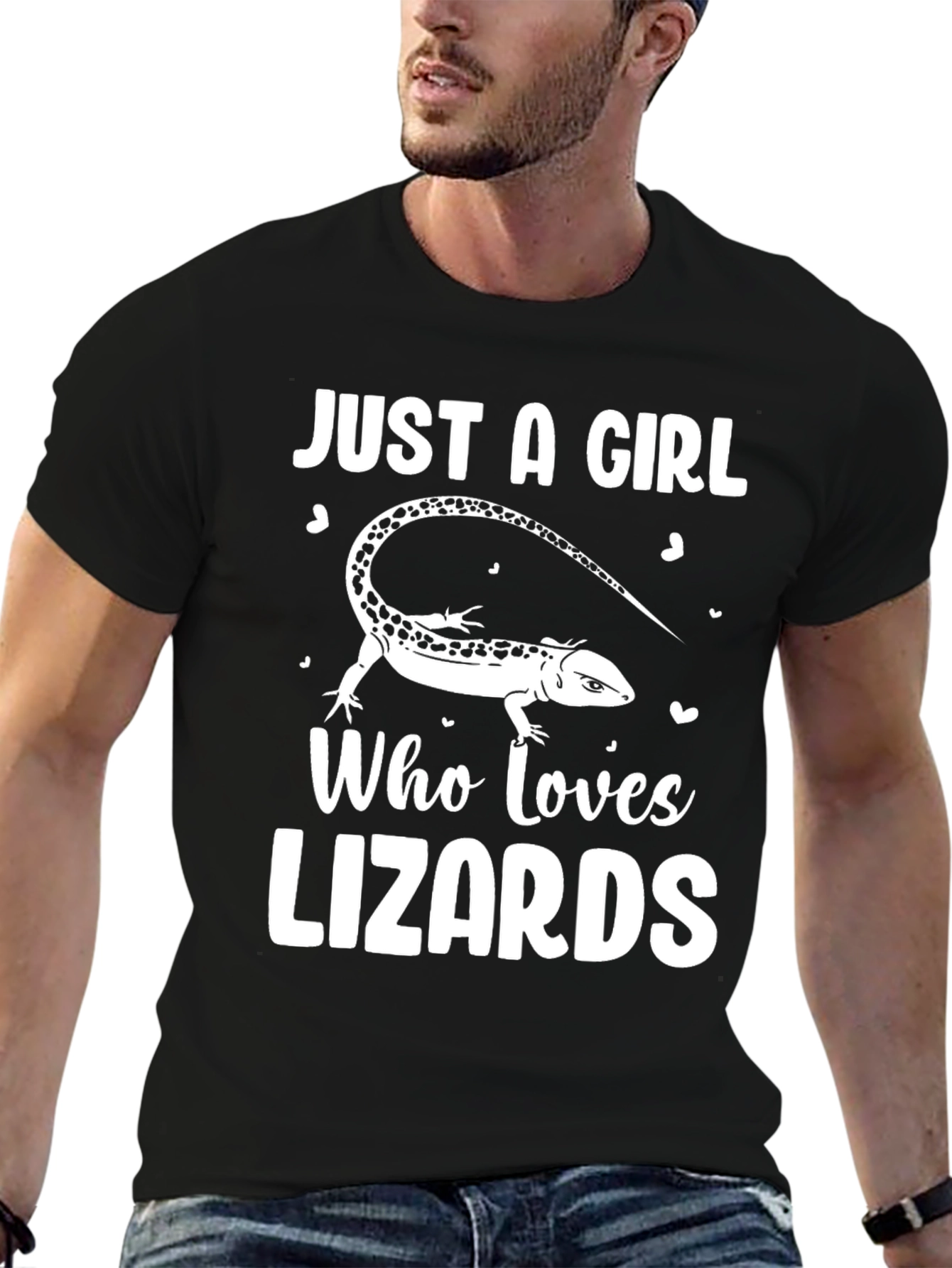 Black Just A Girl Who Loves Lizards Black T-Shirt view 6