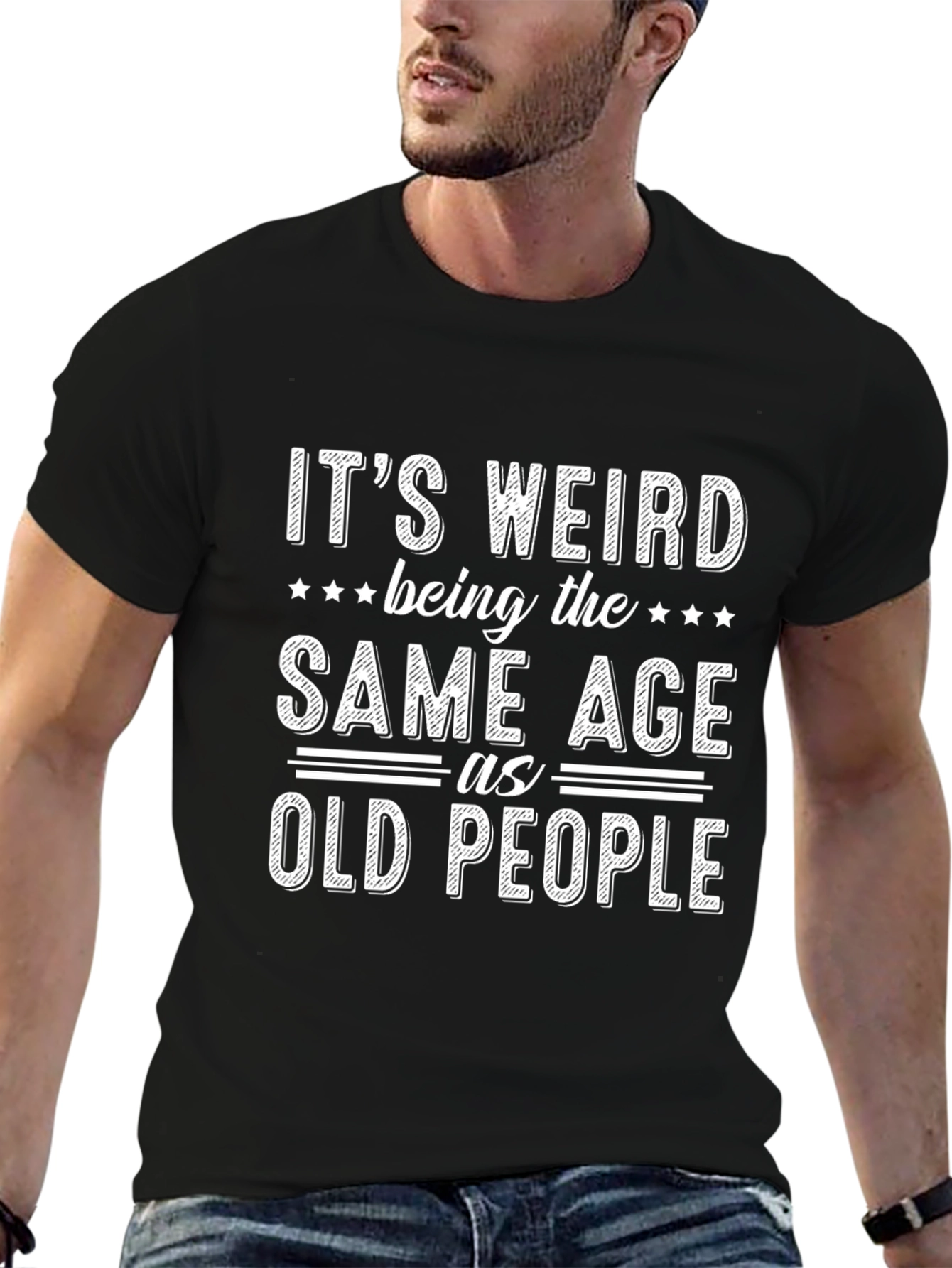 Black Funny "Same Age as Old People" Graphic Tee view 6