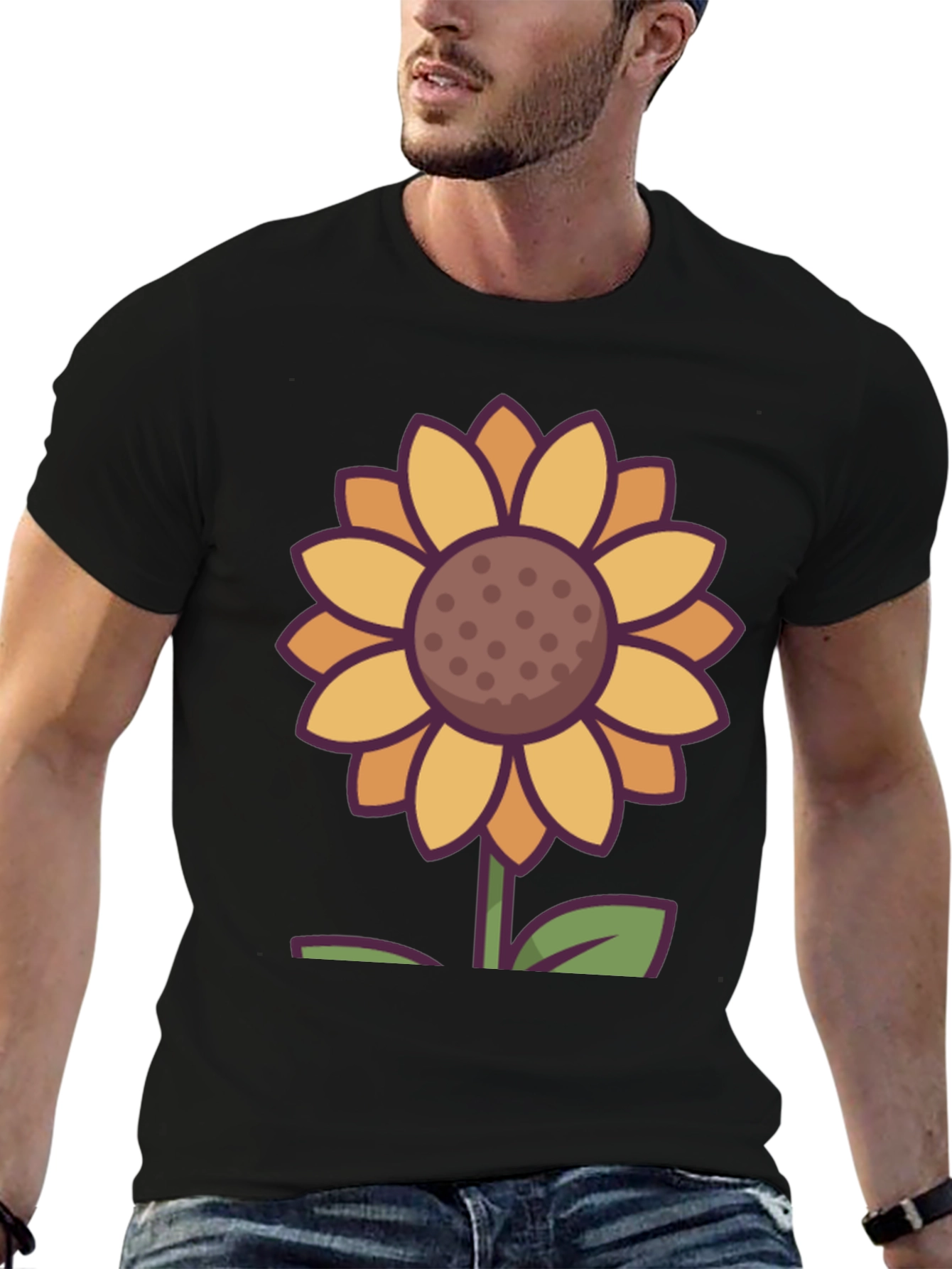 Black Sunflower Graphic Tee - Unisex Black T-Shirt view 6