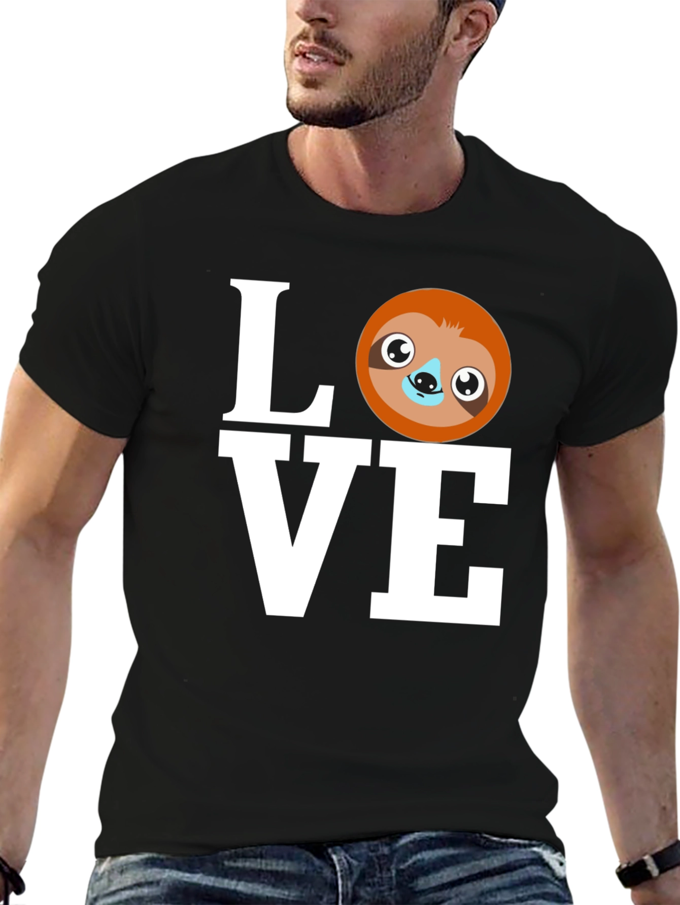 Black Love Sloth Graphic T-Shirt - Cute Animal Tee view 6