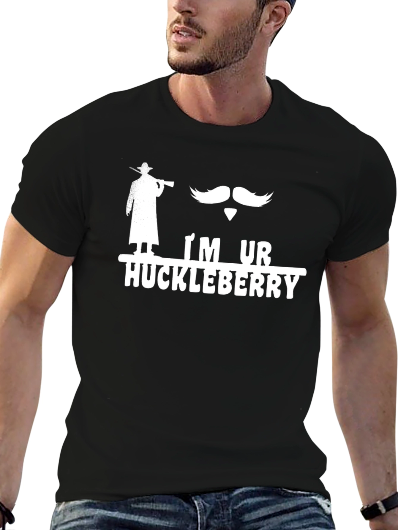 Black I'm Ur Huckleberry T-Shirt - Western Style view 6