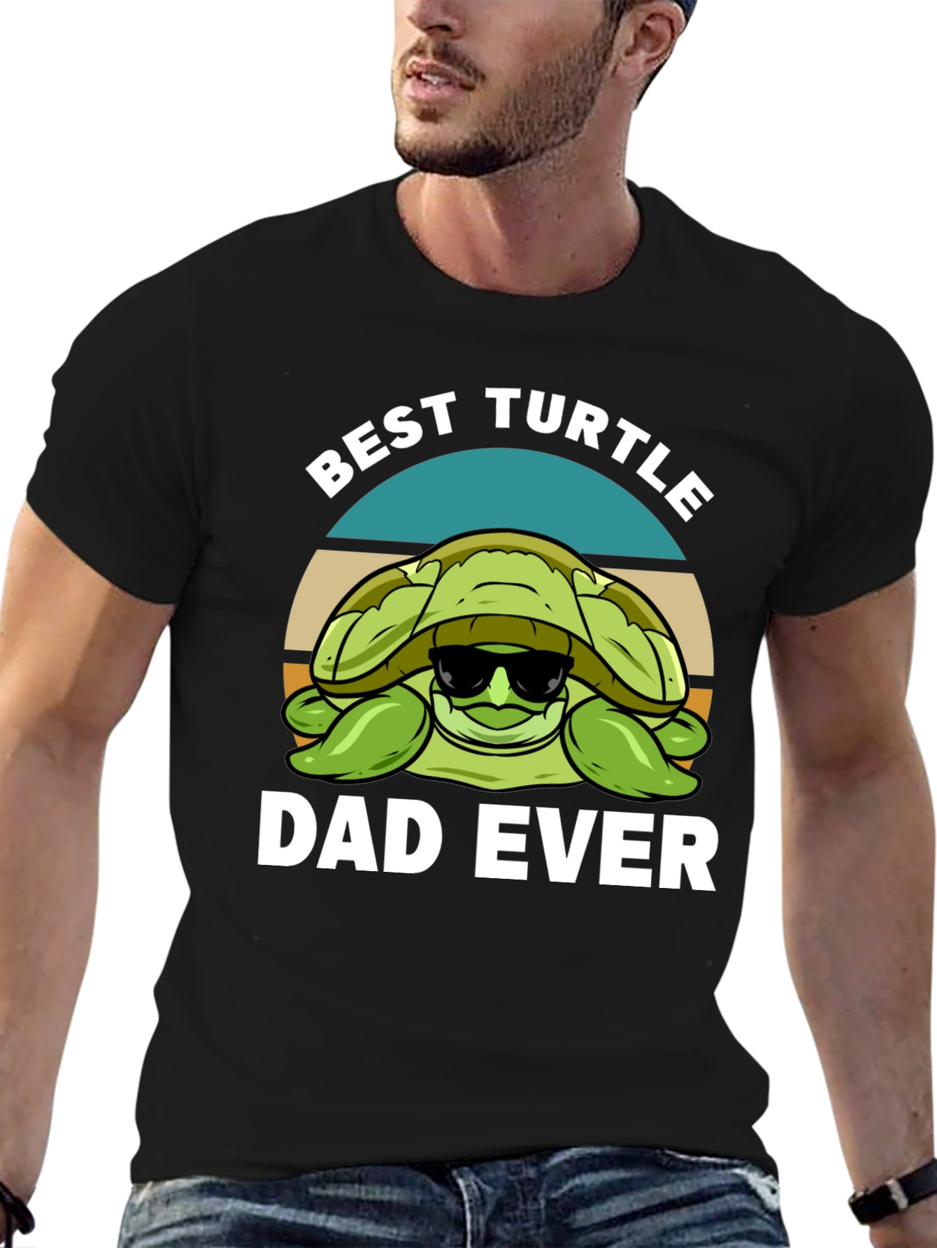 Black Best Turtle Dad Ever Graphic T-Shirt view 6