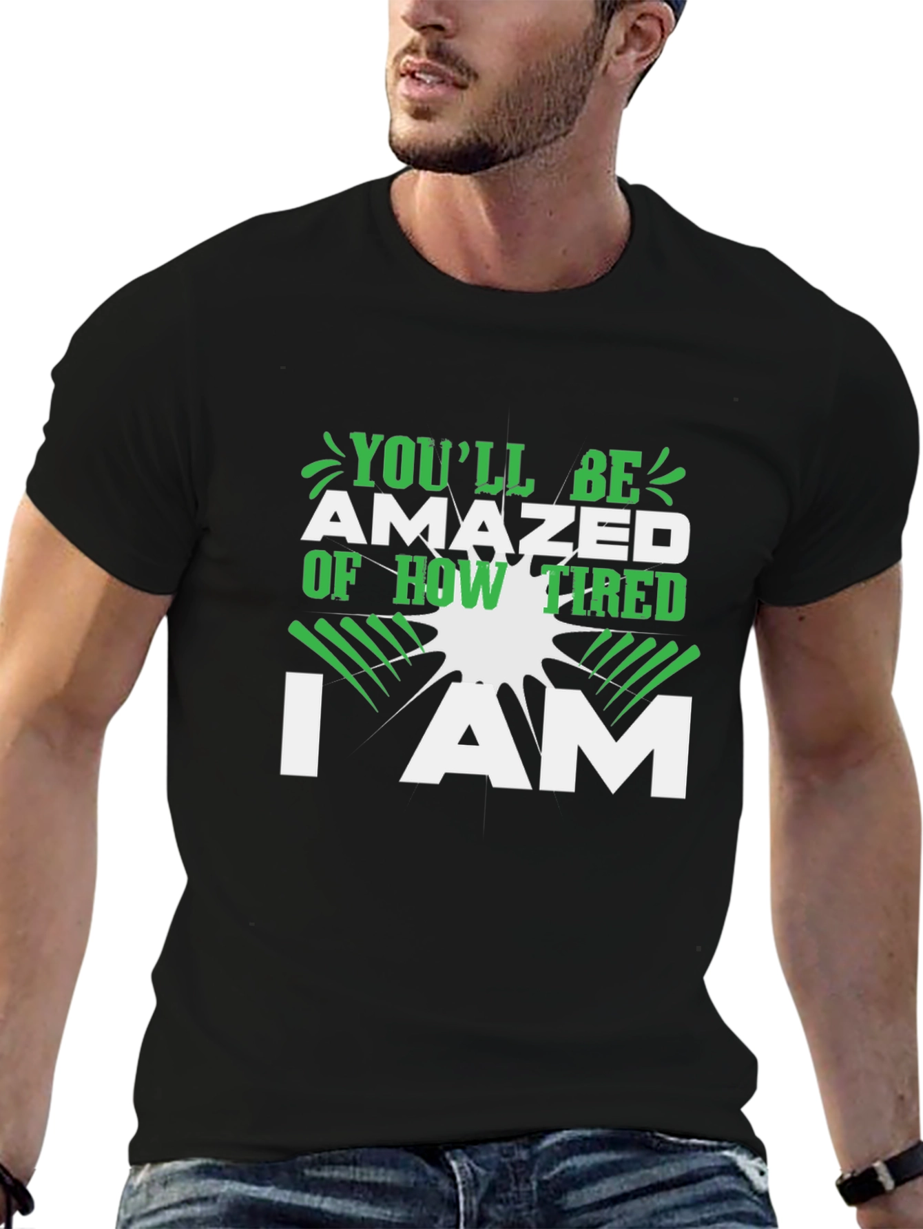 Black Amazed Tired Graphic Tee view 6