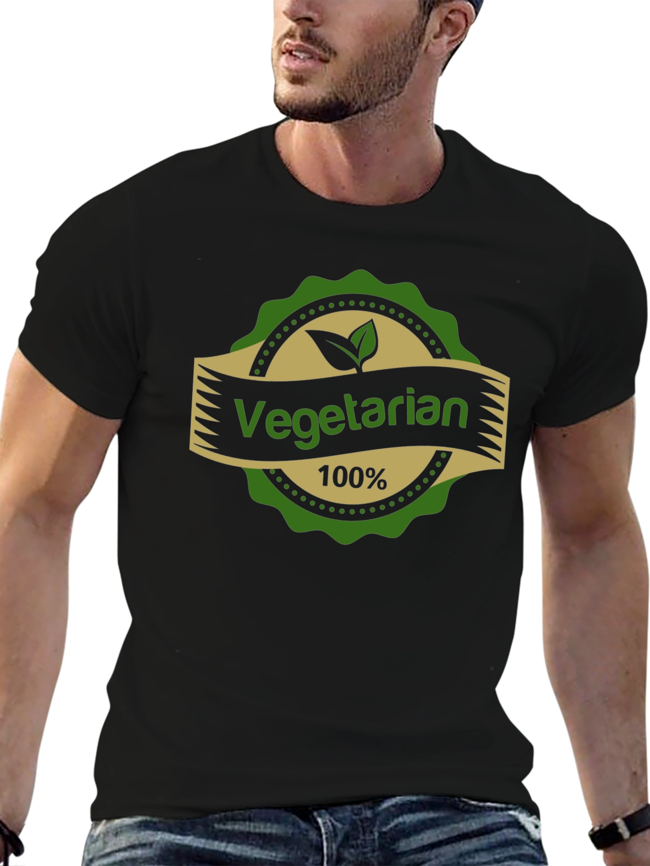 Black Vegetarian 100% T-Shirt view 6