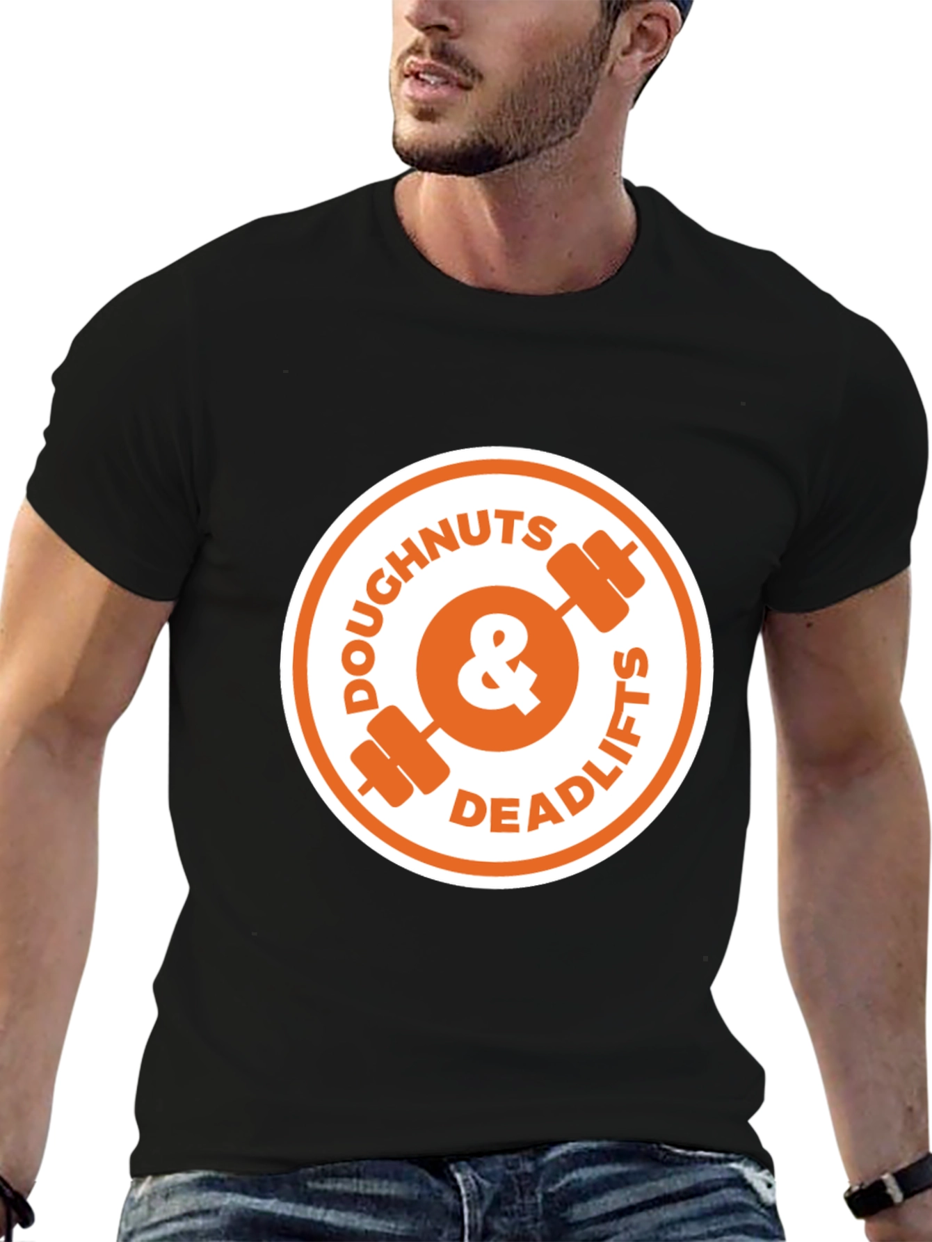 Black Doughnuts & Deadlifts Graphic Tee - Black view 6