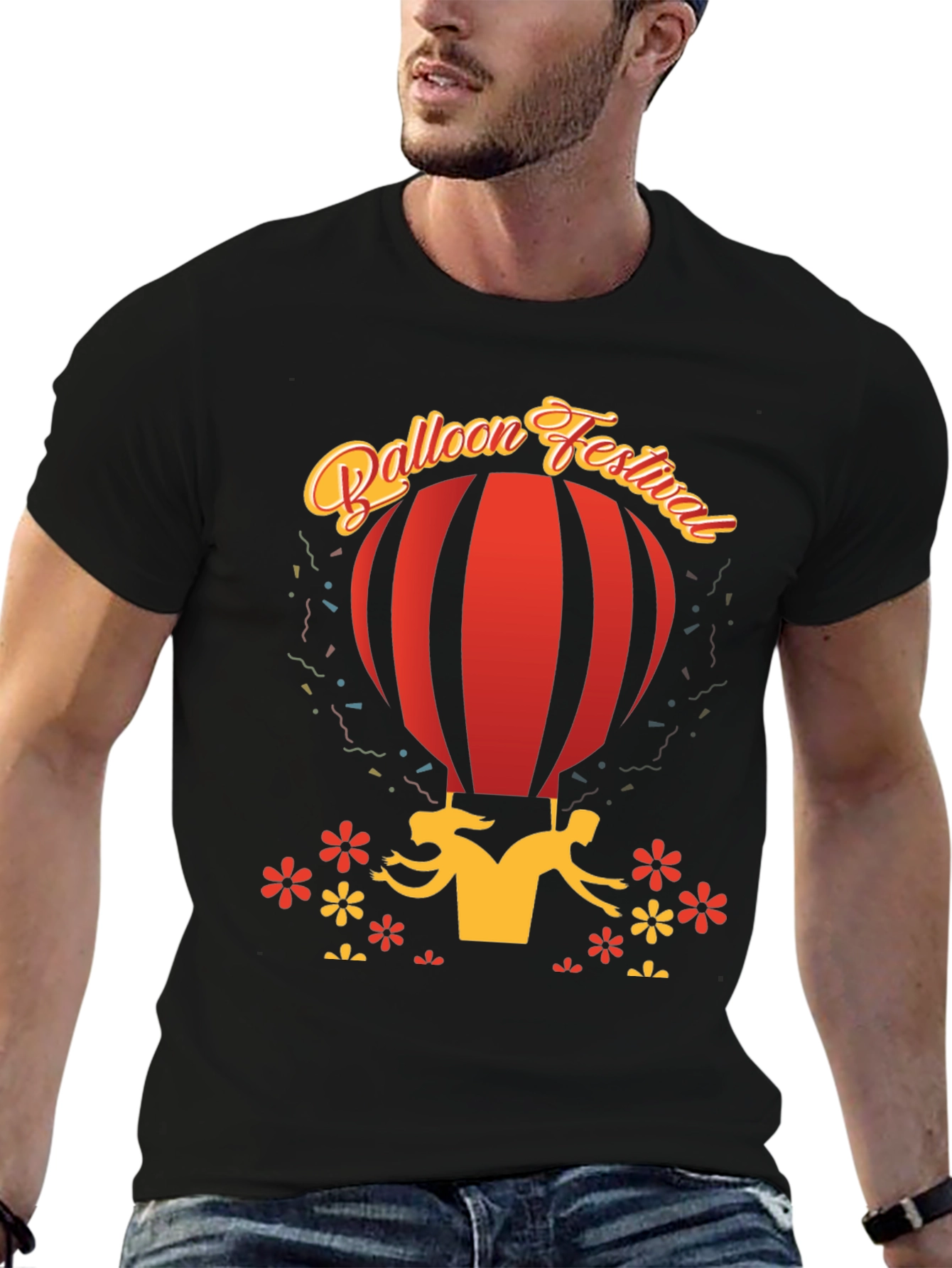 Black Balloon Festival Graphic Black T-Shirt view 6