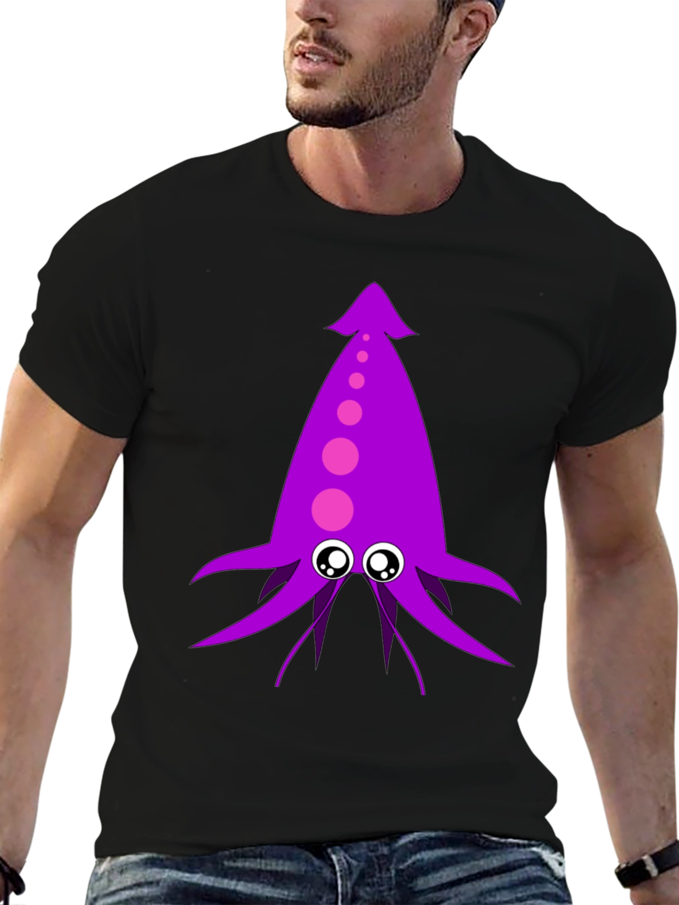 Black Purple Squid Graphic Tee - Men's Black T-Shirt view 6