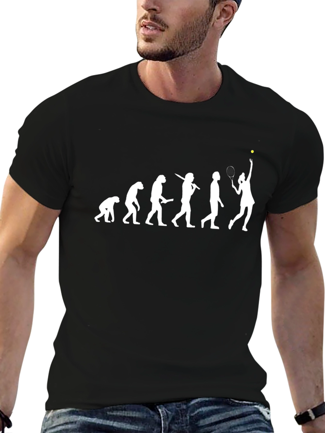 Black Tennis Evolution T-Shirt - Funny Tennis Player Gift view 6