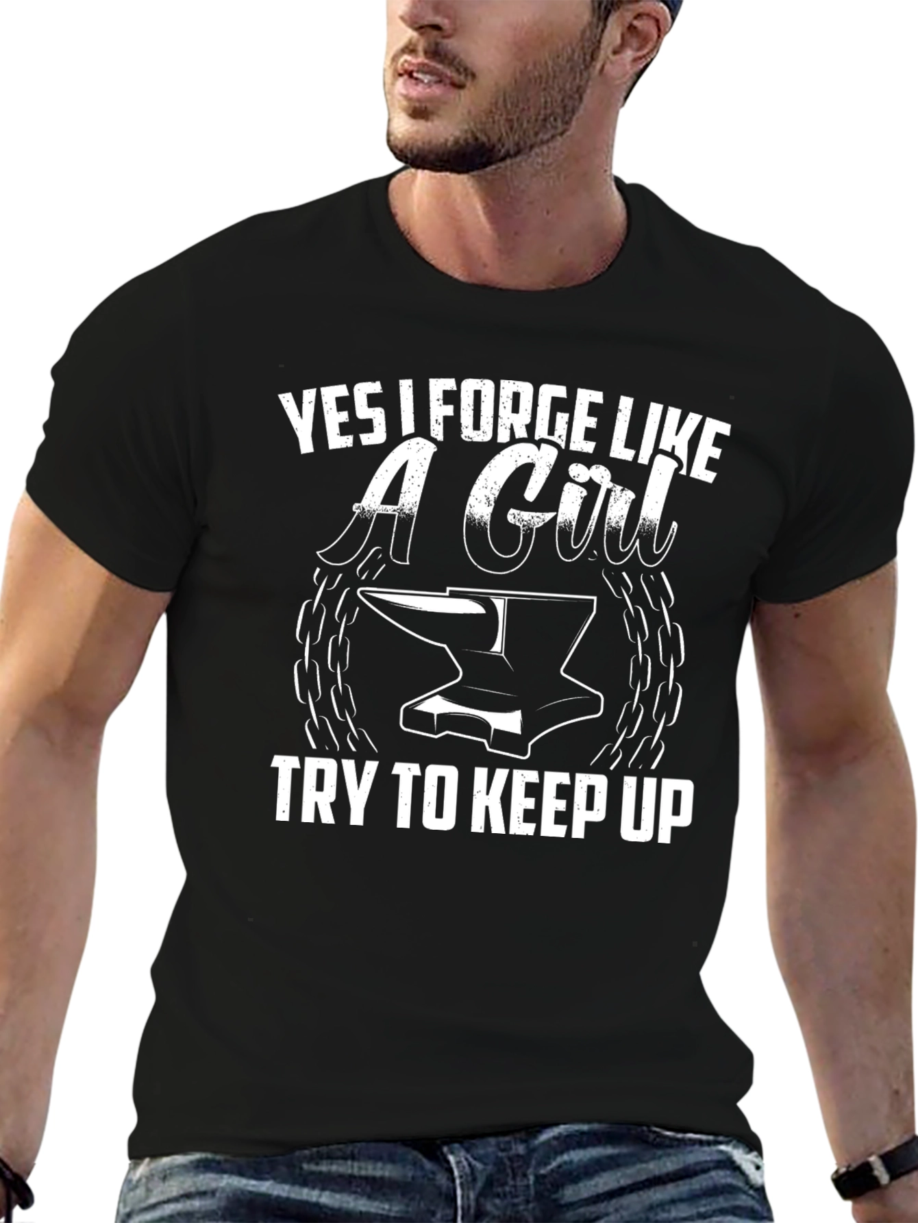 Black Yes I Forge Like A Girl T-Shirt view 6