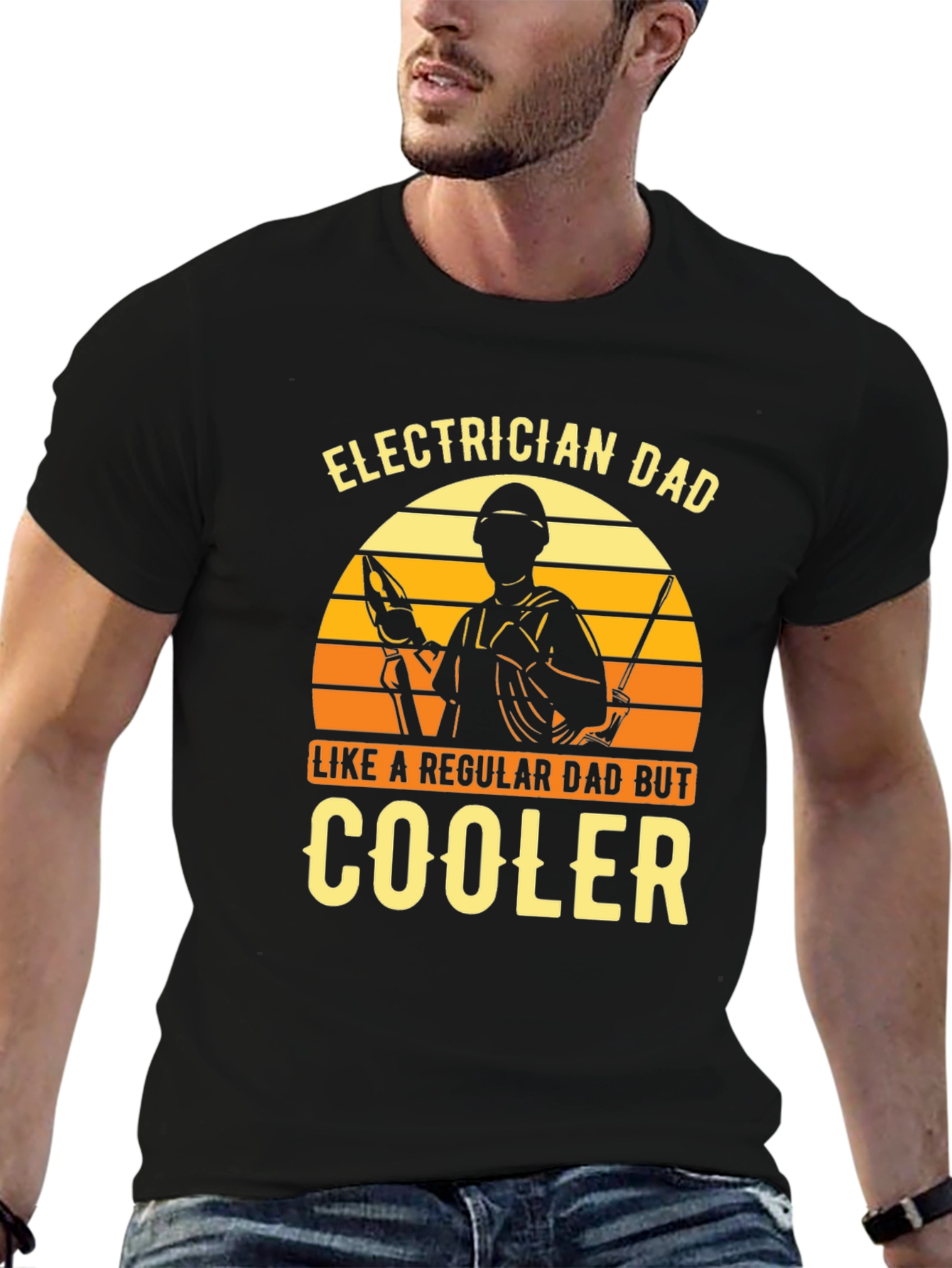 Black Electrician Dad - Cooler Graphic T-Shirt view 6