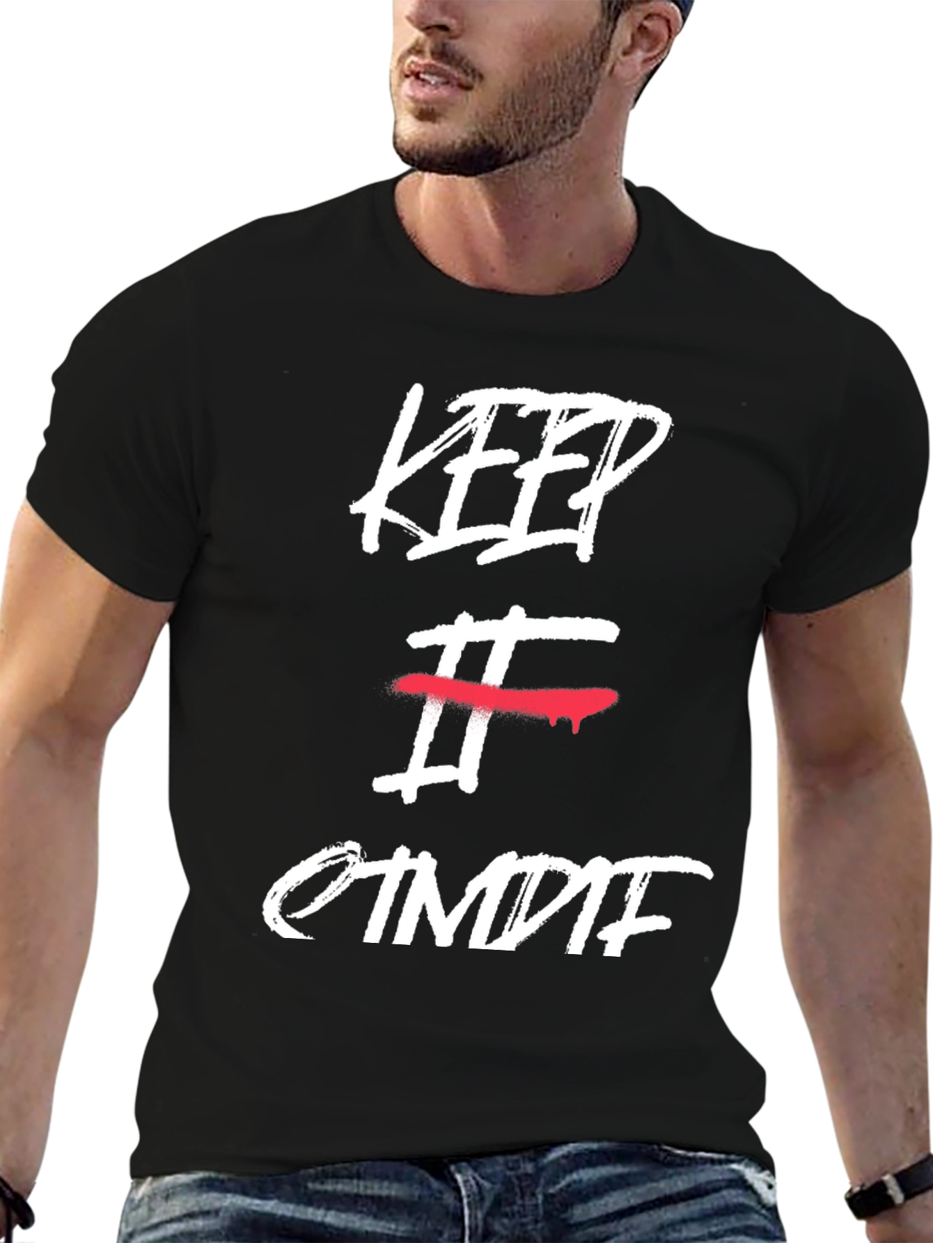 Black Keep It OTMDF T-Shirt - Stylish Graphic Tee view 6