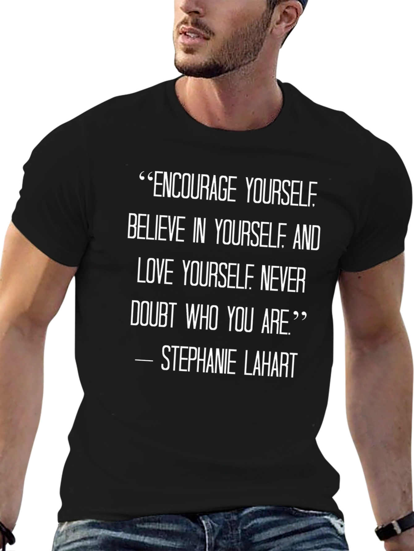 Black Inspirational Quote T-Shirt - Believe in Yourself view 6