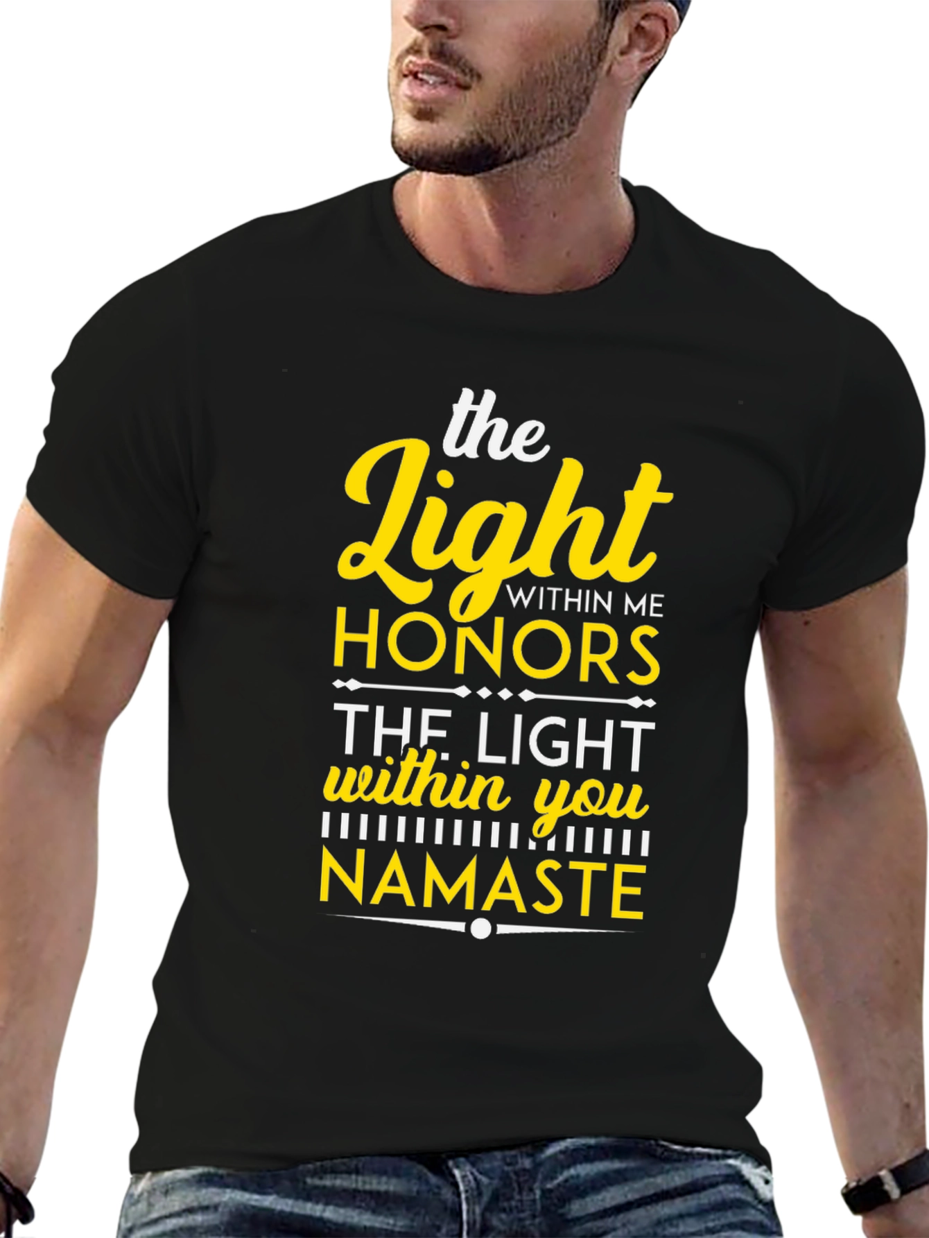 Black The Light Within Namaste Black T-Shirt view 6