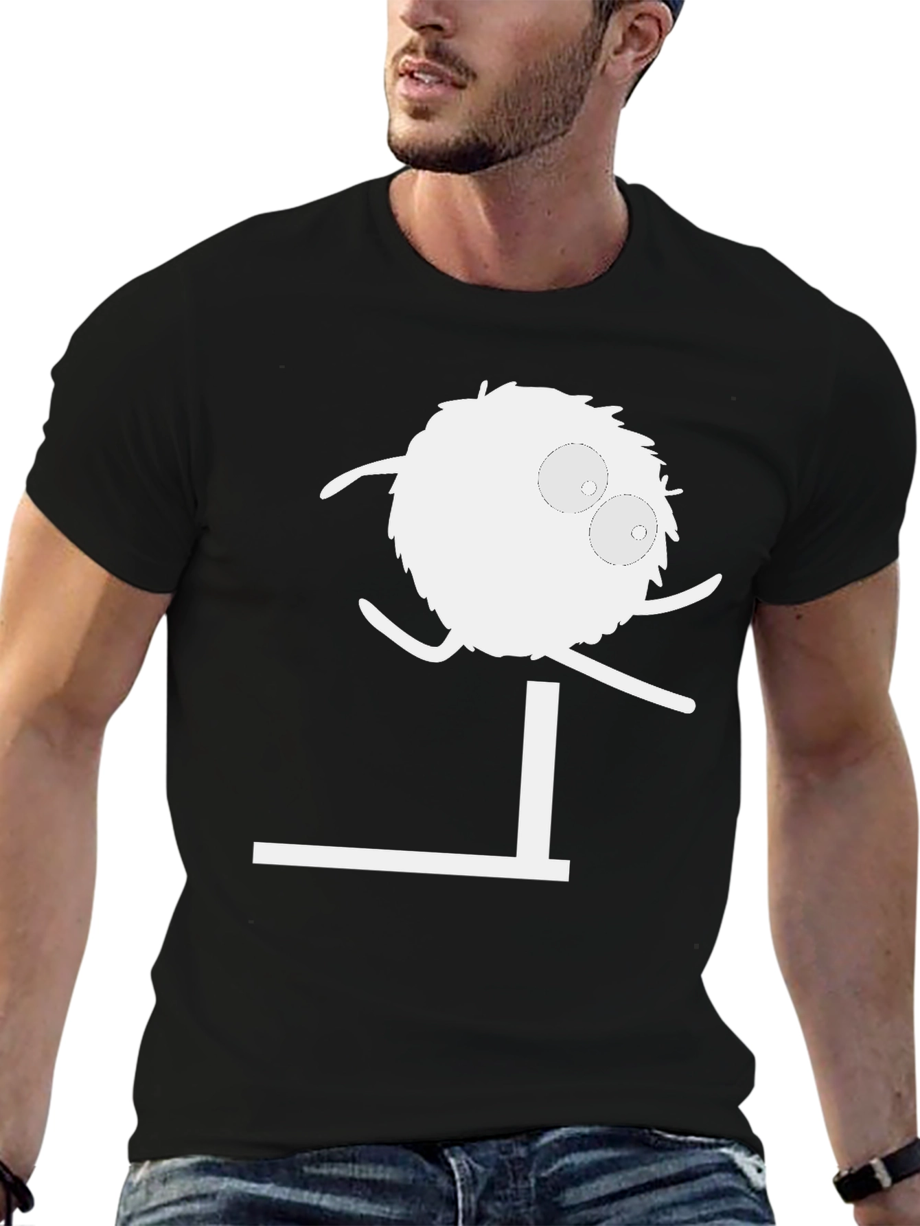 Black Funny Cartoon Jumping Hurdle Black T-Shirt view 6