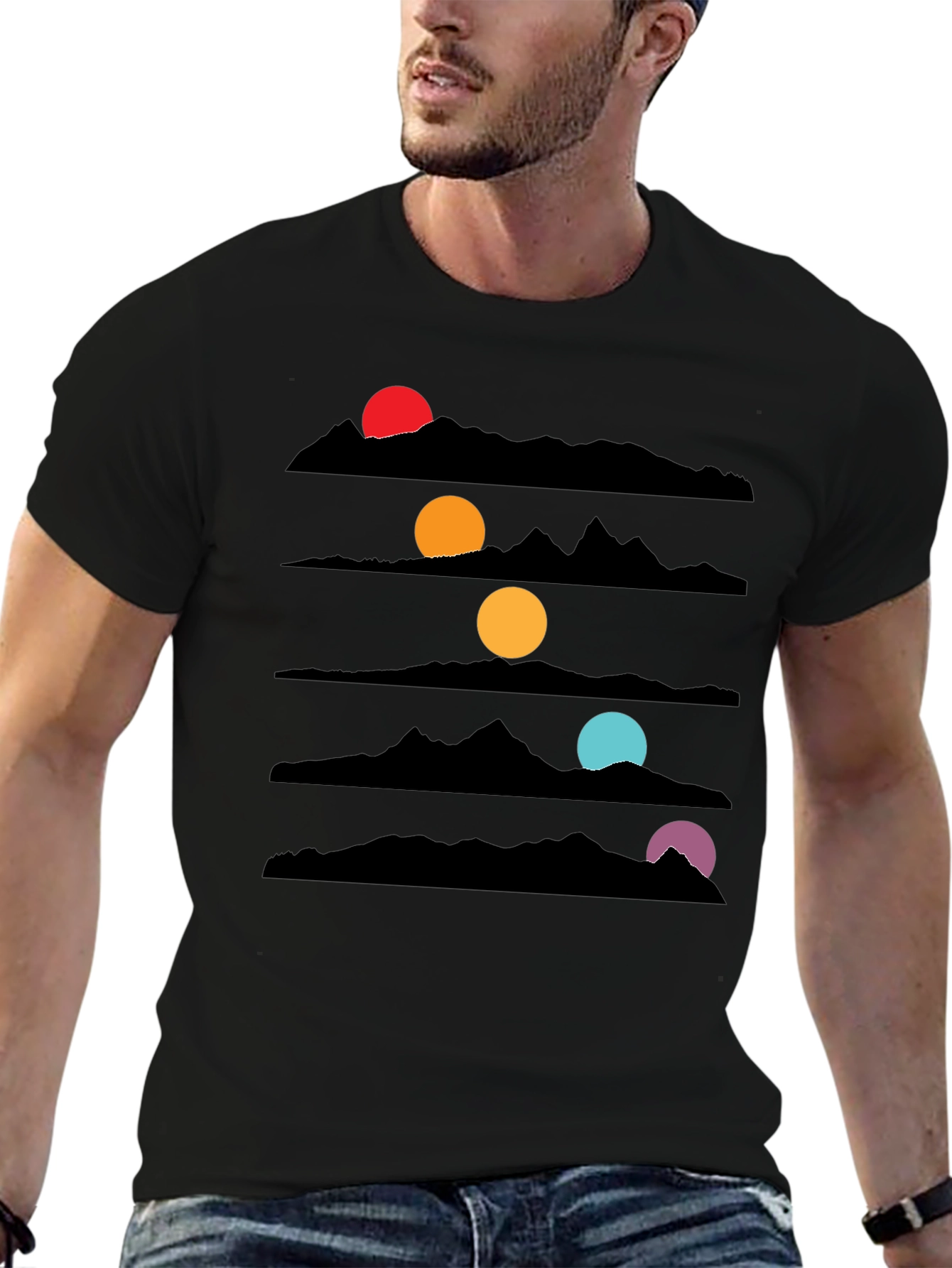 Black Sunset Mountainscape Graphic Tee view 6