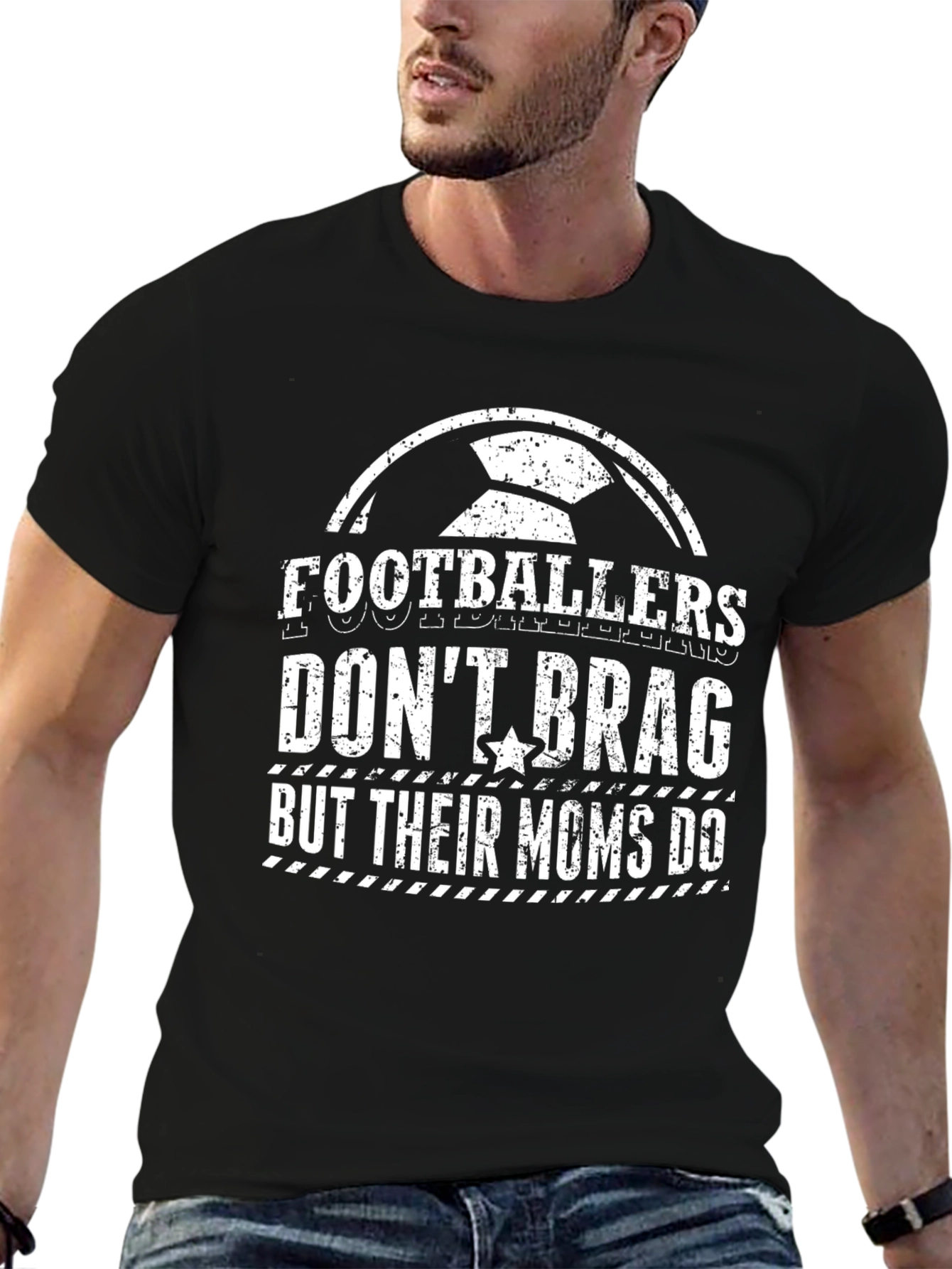 Black Footballer's Mom T-Shirt - Funny Sports Tee view 6