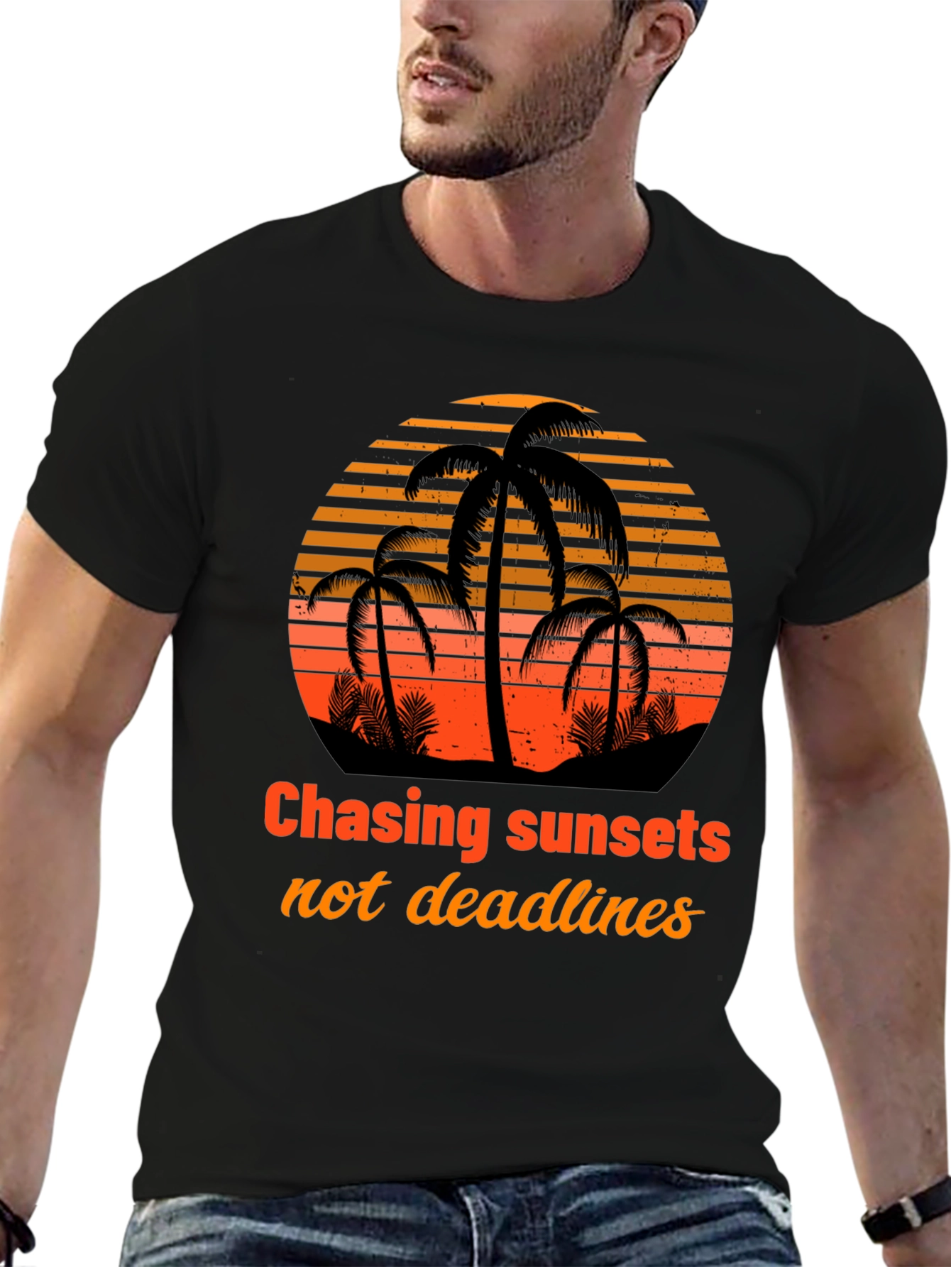Black Chasing Sunsets T-Shirt - Tropical Design view 6