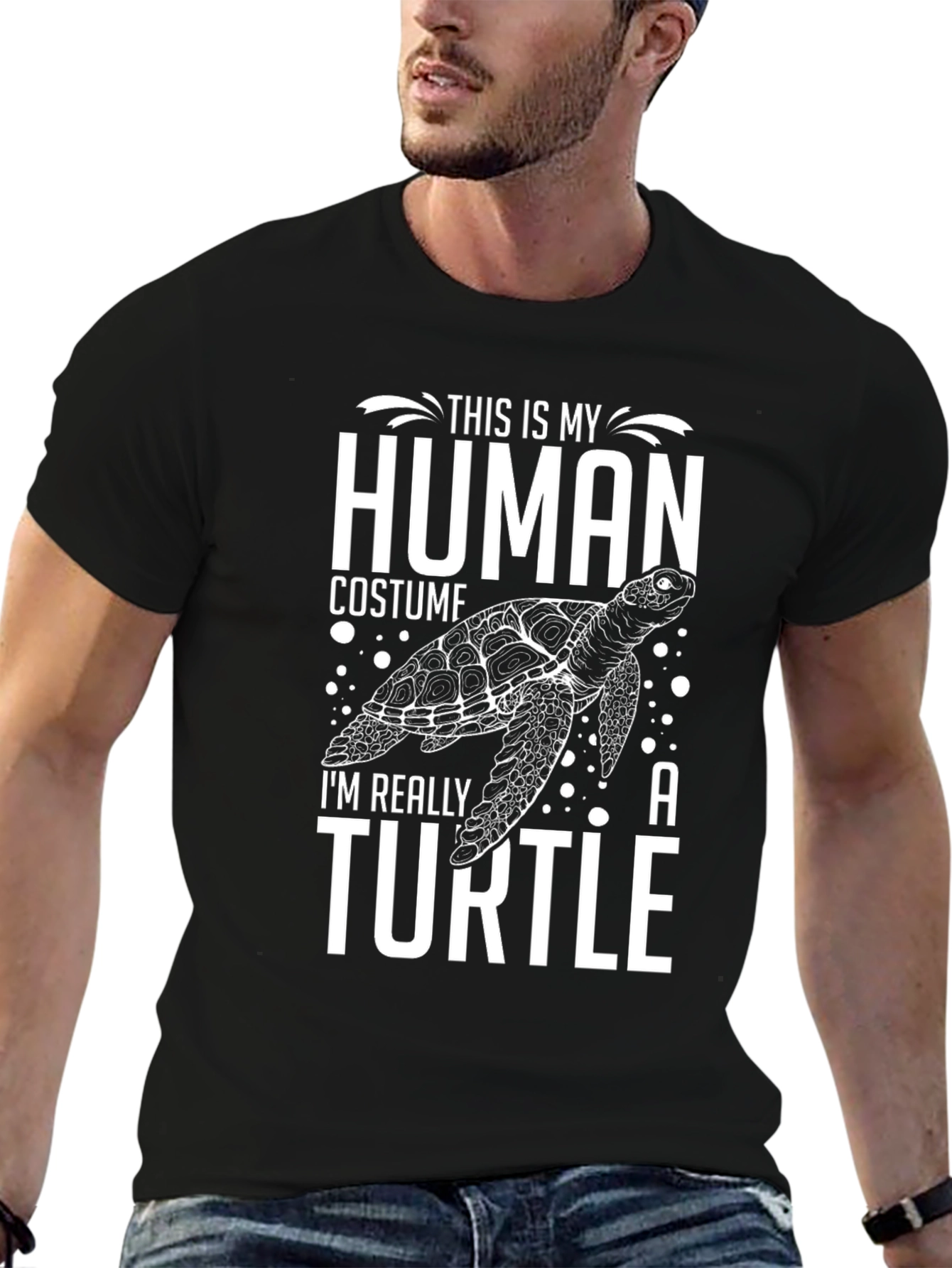 Black Human Costume Turtle T-Shirt view 6