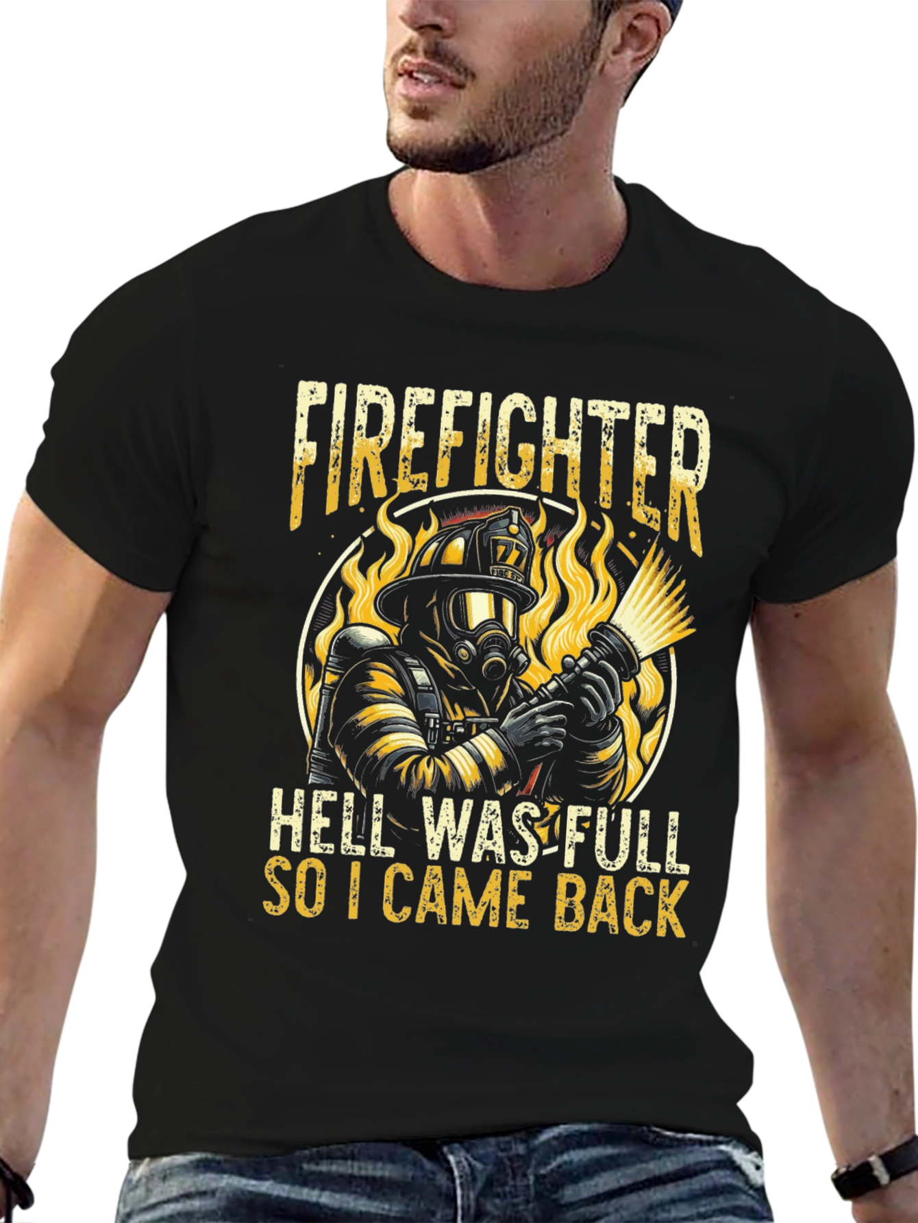 Black Firefighter Graphic T-Shirt view 6