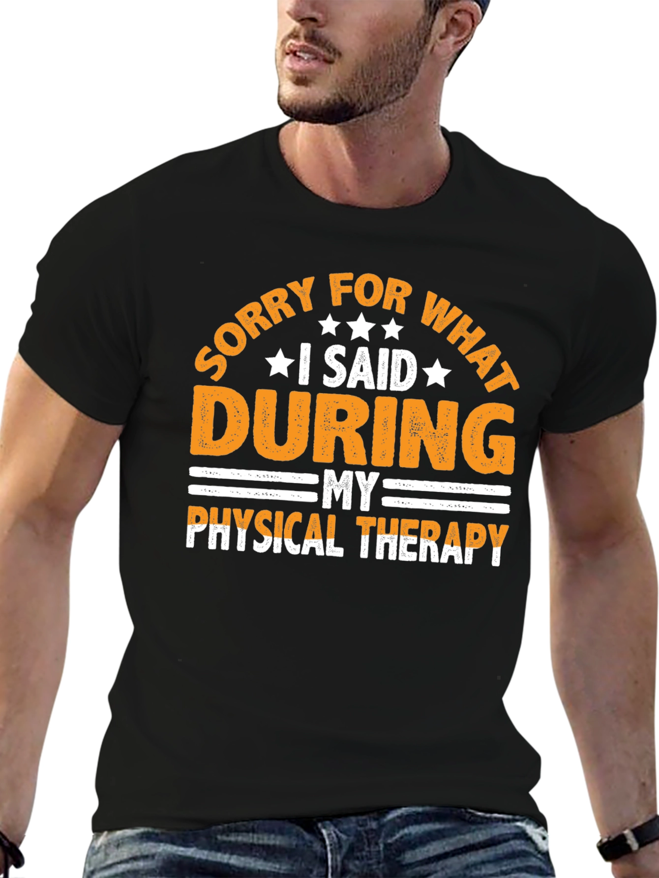 Black Funny Therapy T-Shirt: Sorry For What I Said view 6