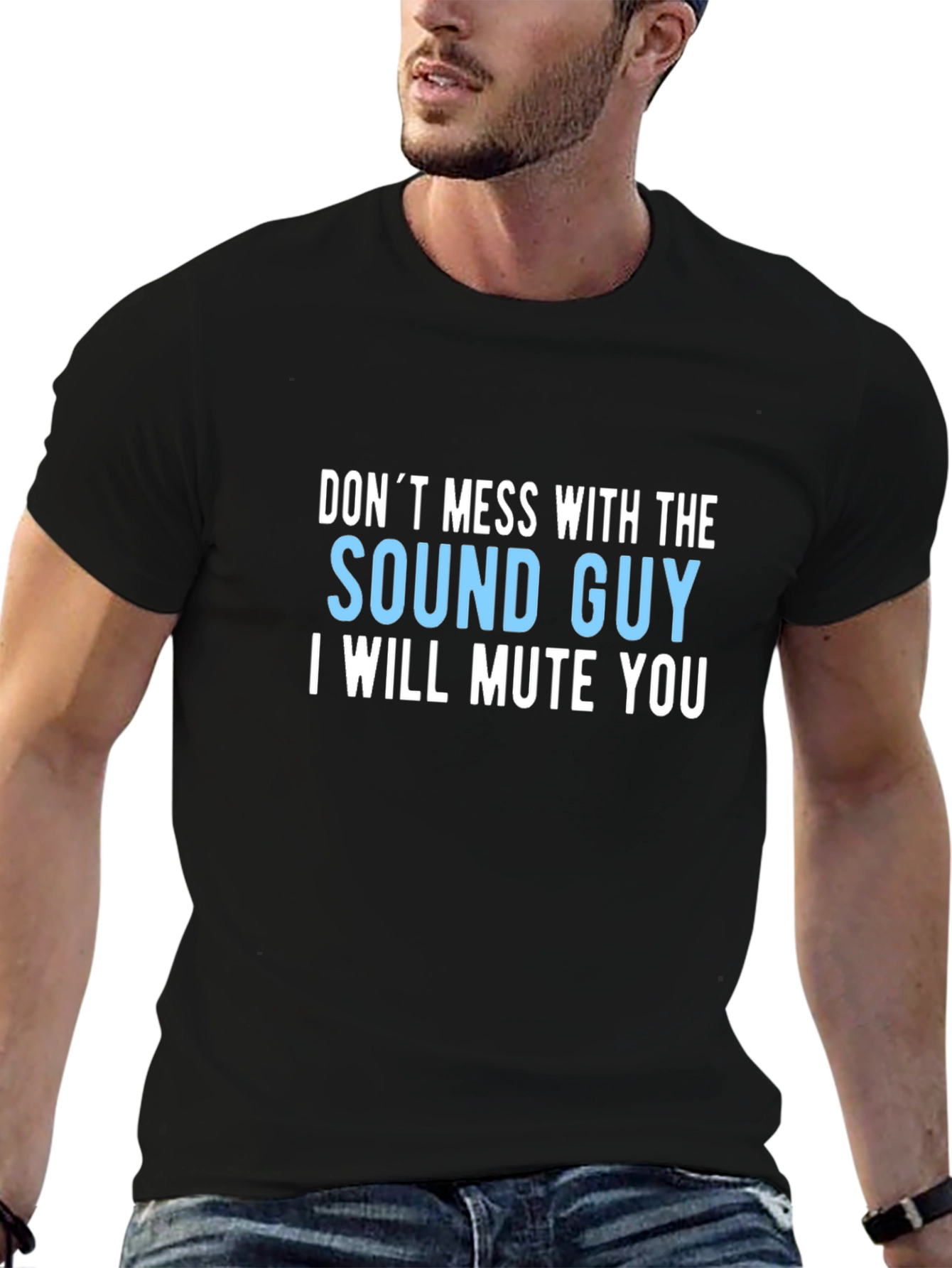 Black Sound Guy T-Shirt - I Will Mute You view 6