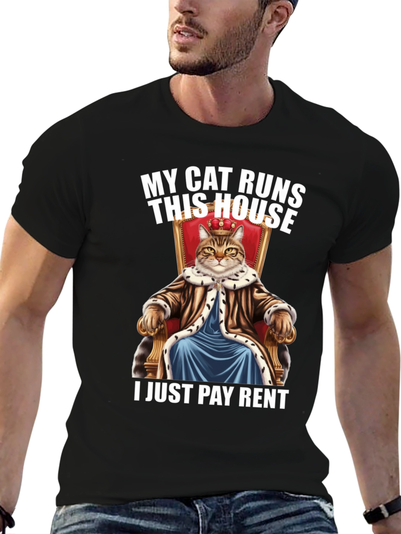 Black My Cat Runs This House Graphic Tee view 6