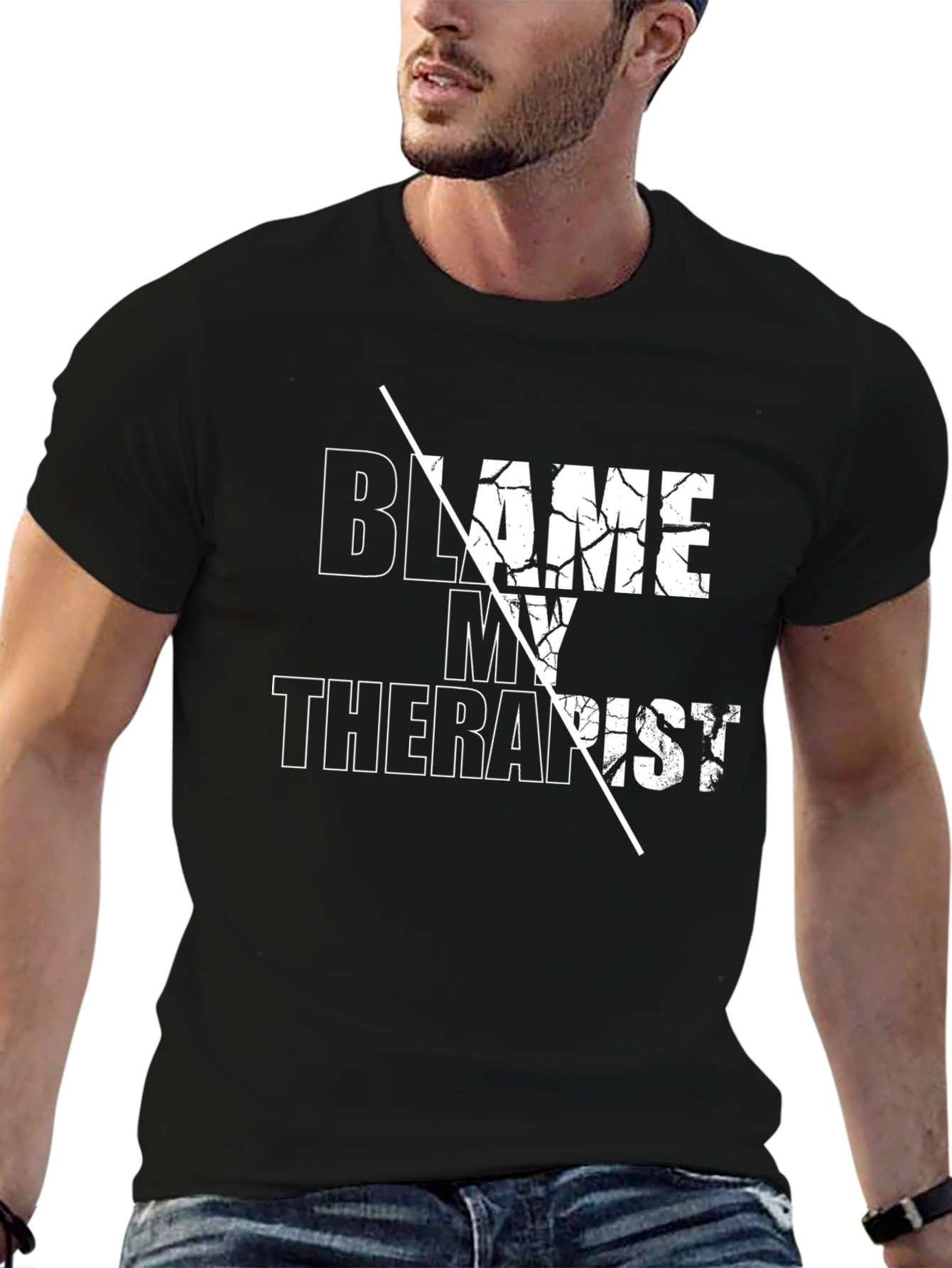 Black Blame My Therapist Graphic Tee - Funny T-Shirt view 6