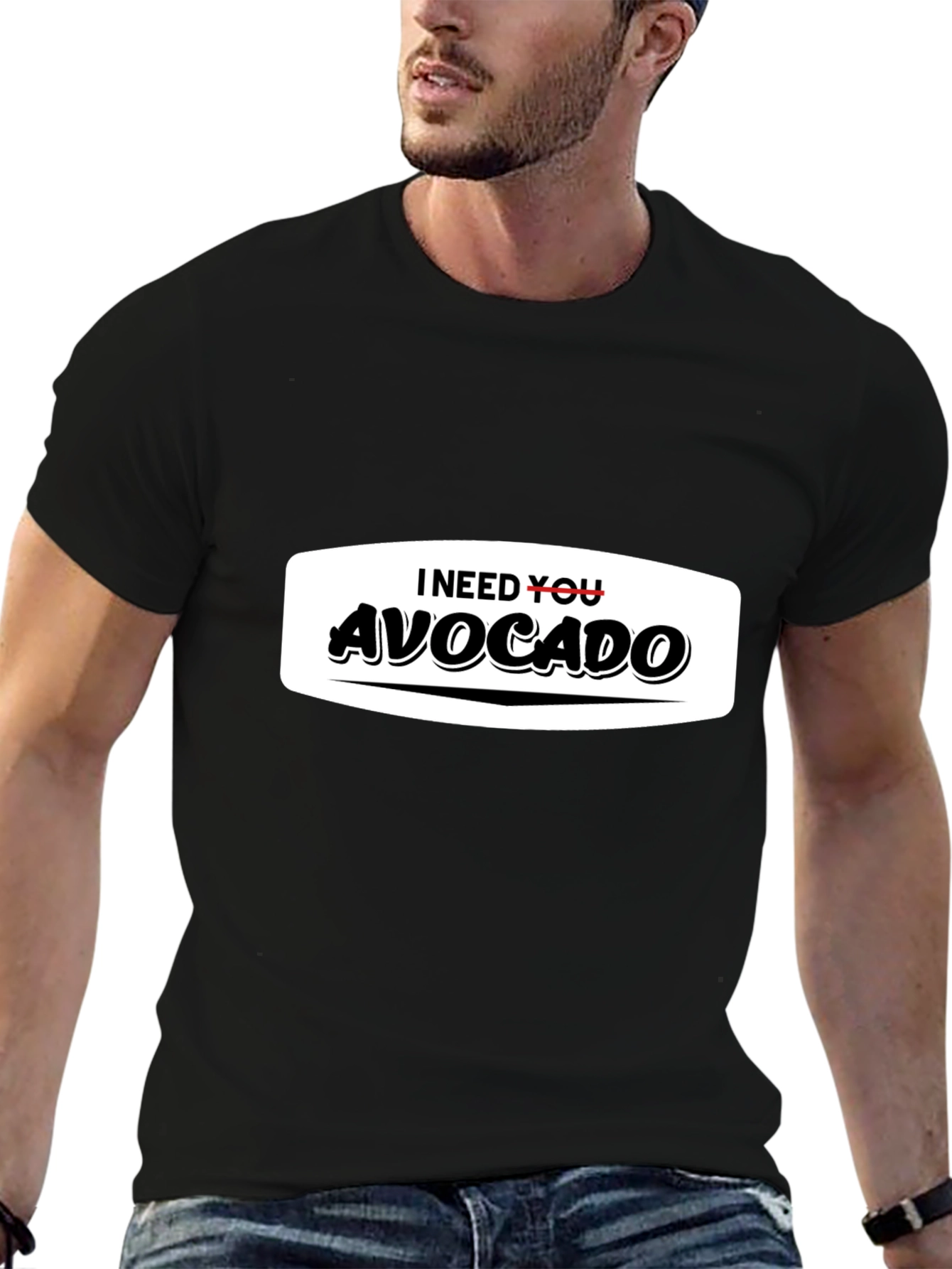Black I Need You Avocado Funny Graphic T-Shirt view 6