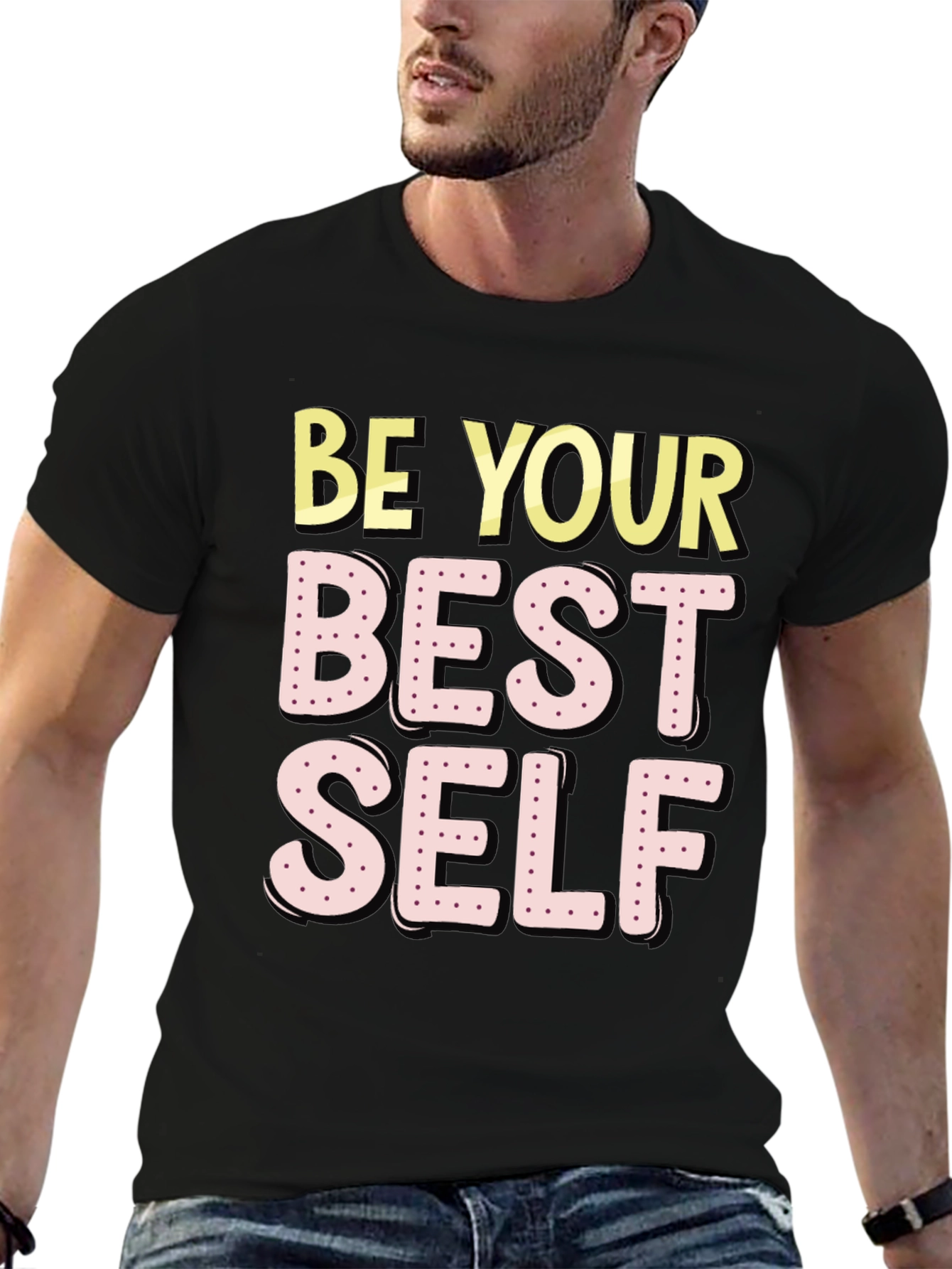Black Be Your Best Self T-Shirt - Motivational Graphic Tee view 6