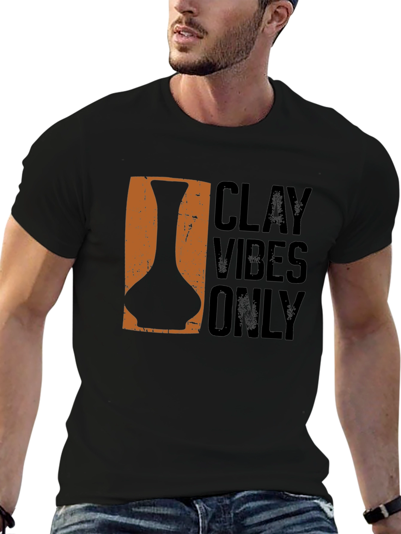 Black Clay Vibes Only Graphic T-Shirt view 6