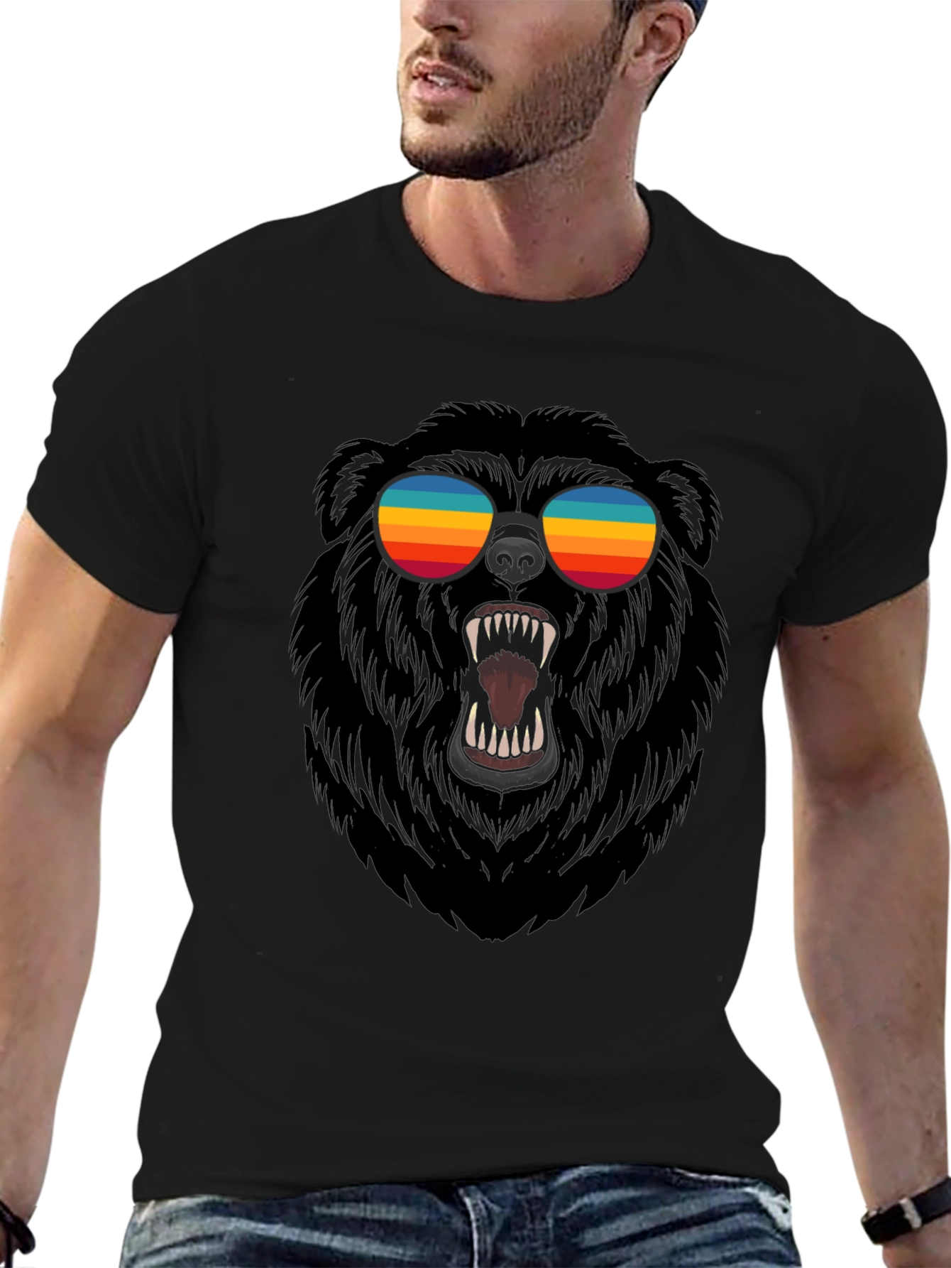 Black Cool Bear Graphic Tee - Black view 6