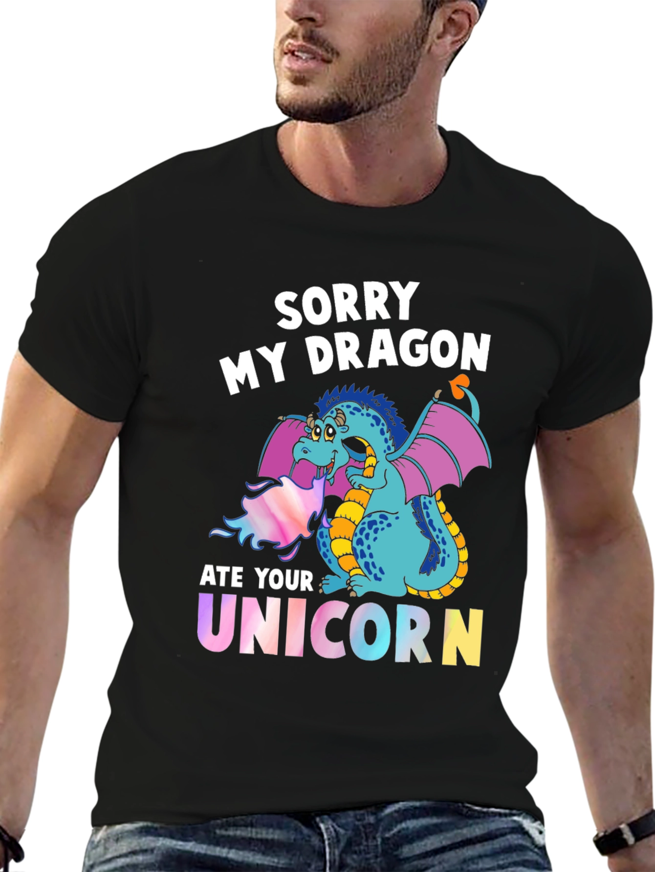 Black Sorry My Dragon Ate Your Unicorn T-Shirt view 6