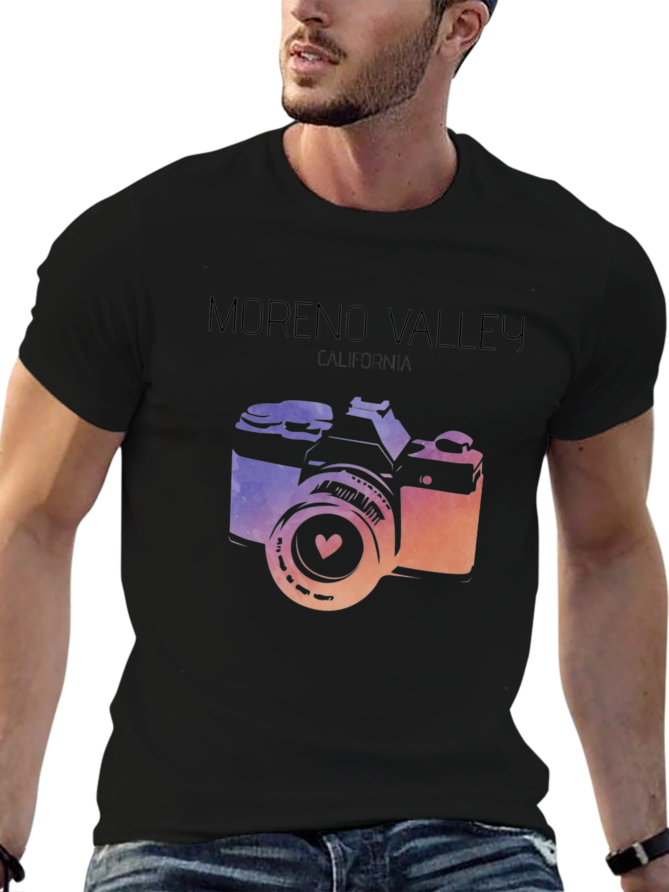 Black Moreno Valley California Camera T-Shirt view 6