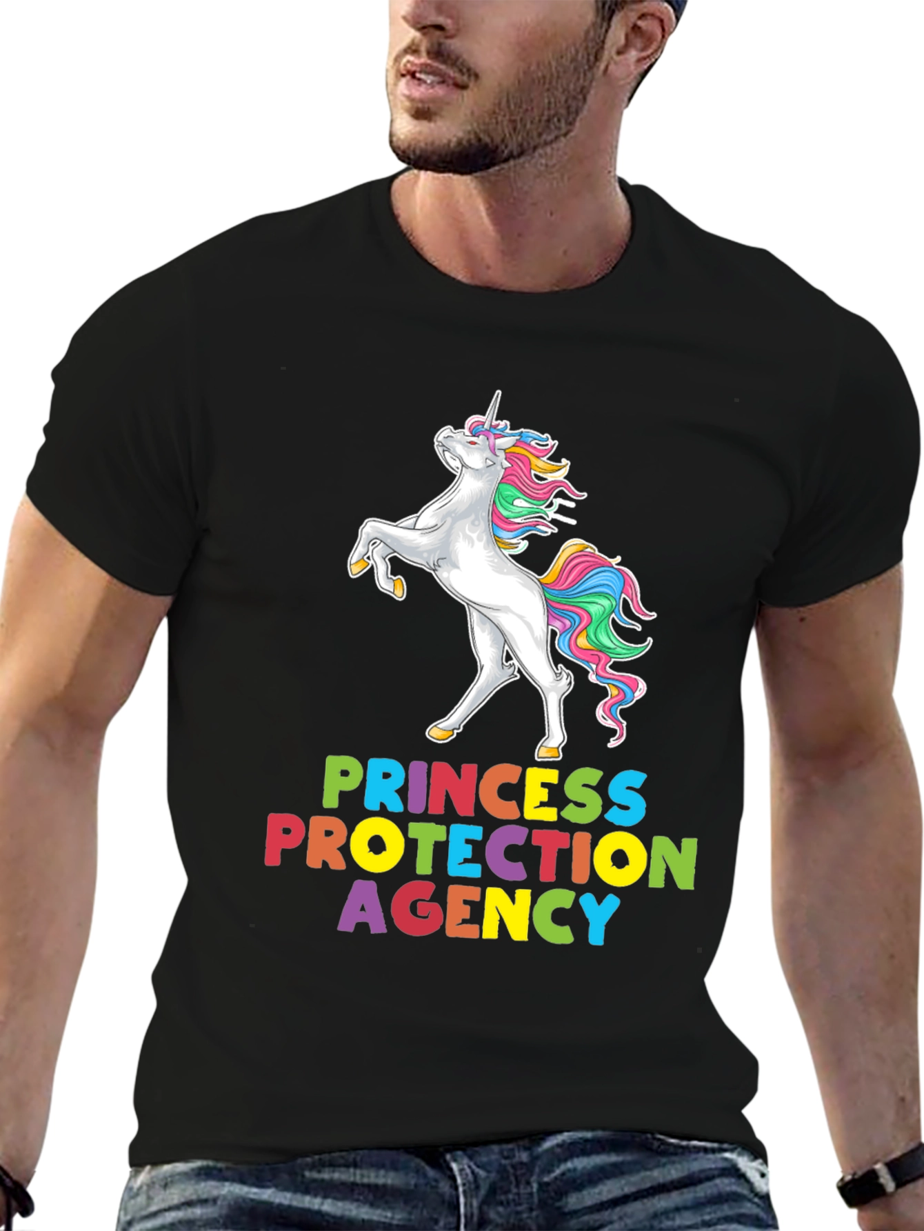 Black Princess Protection Agency Unicorn Graphic Tee view 6
