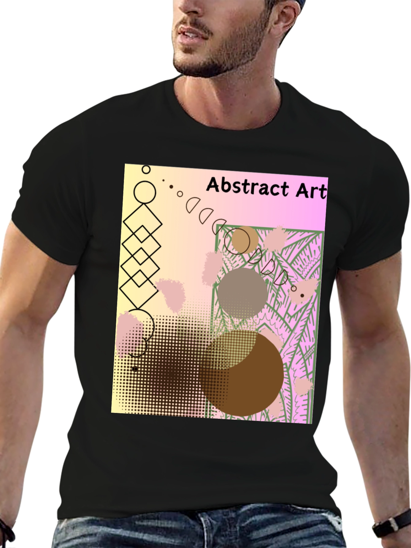 Black Abstract Art Graphic Tee - Unique Design view 6