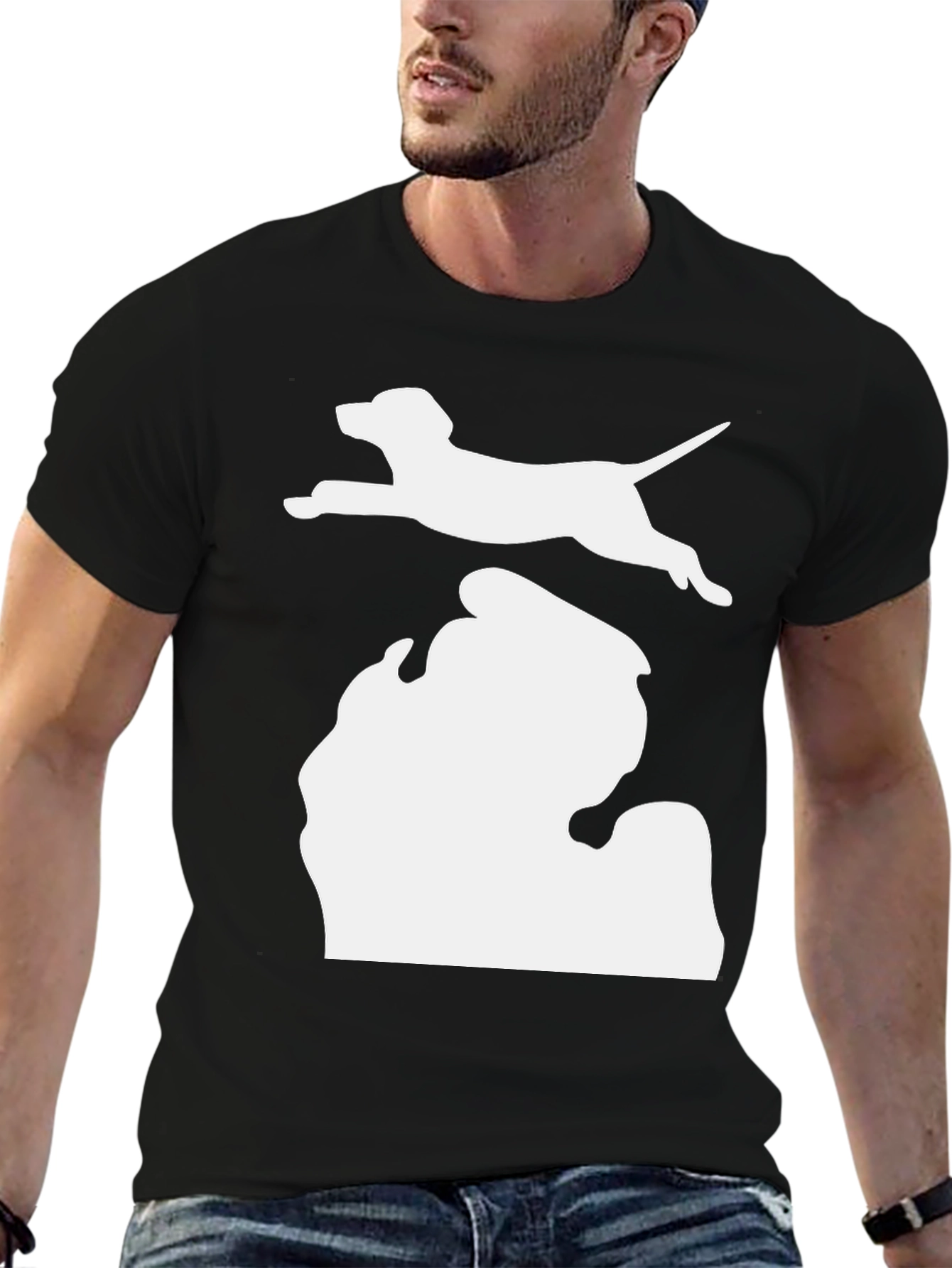 Black Michigan Dog Silhouette Tee - Black view 6