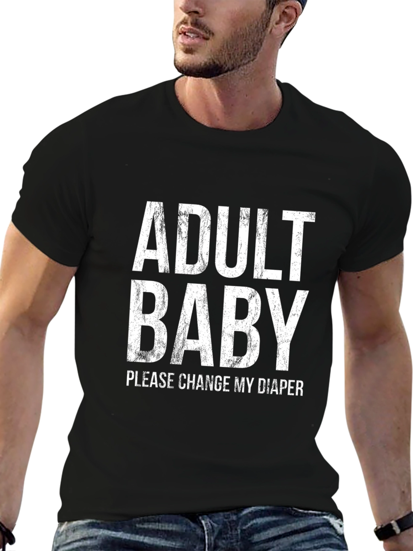Black Adult Baby T-Shirt - Funny Novelty Tee view 6