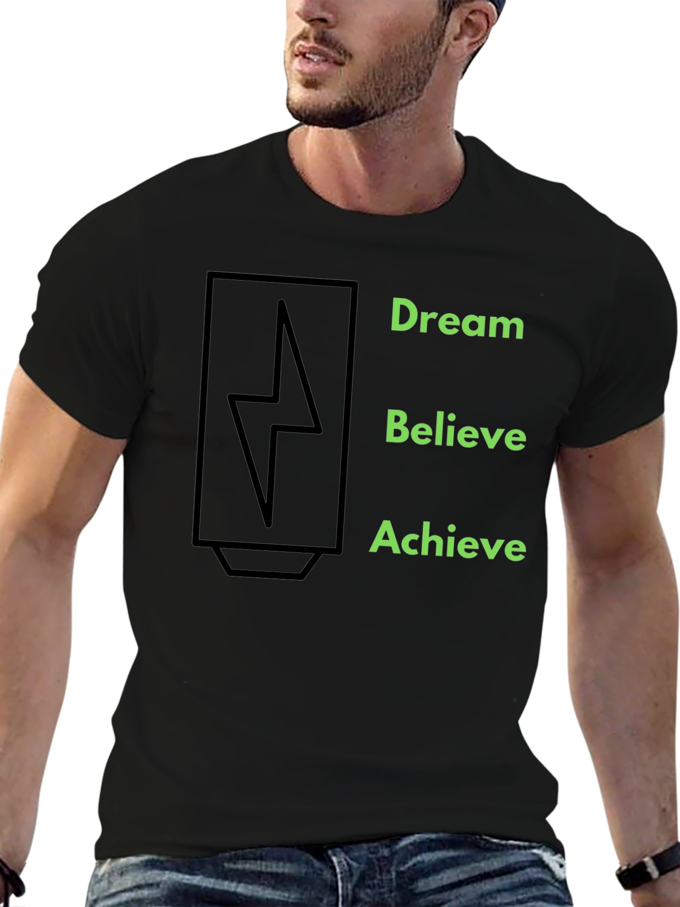 Black Dream Believe Achieve Graphic Tee view 6