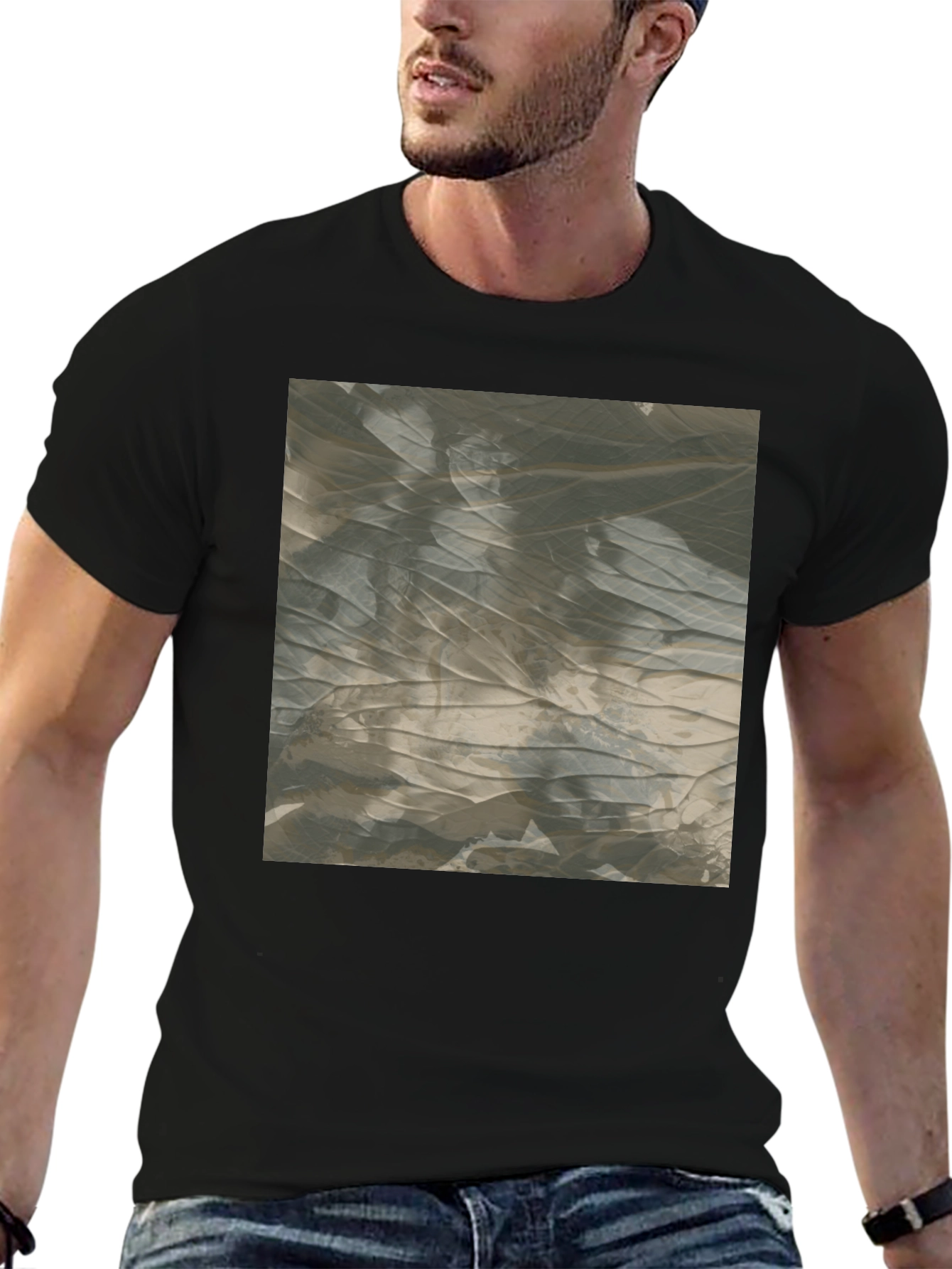 Black Abstract Pattern Black T-Shirt view 6