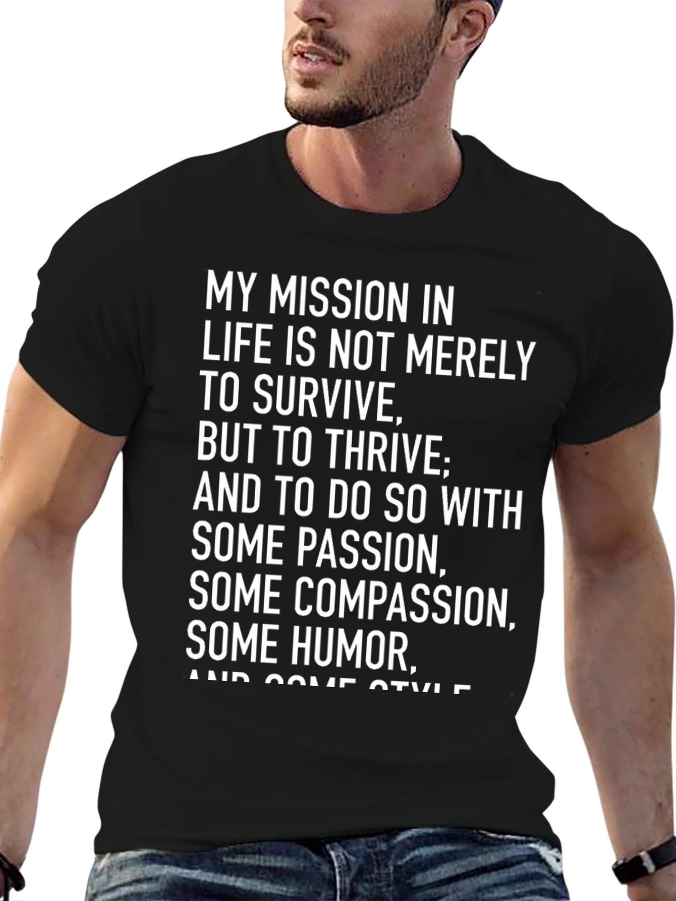 Black Mission In Life Motivational T-Shirt view 6