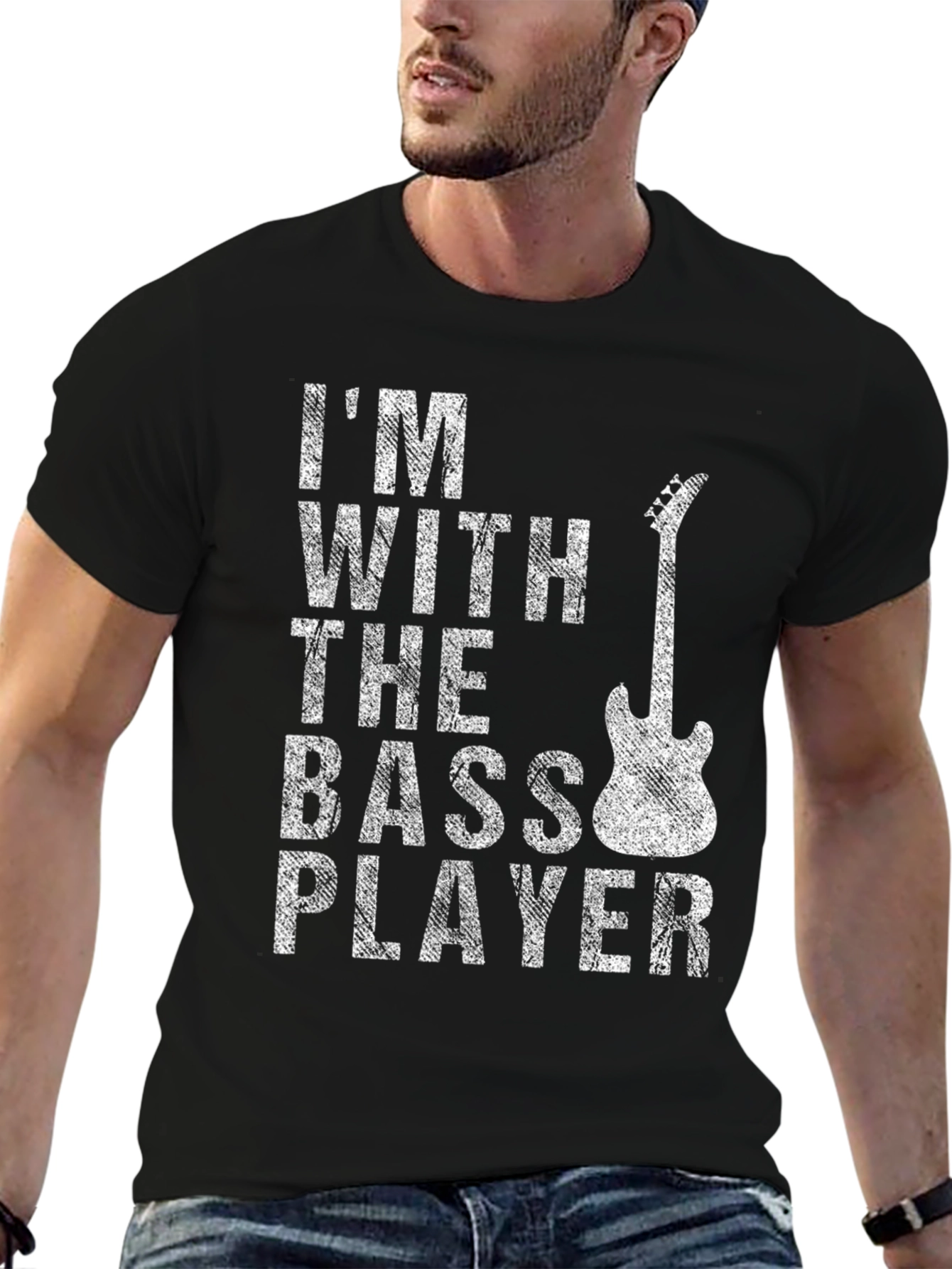 Black I'm With the Bass Player Black T-Shirt view 6
