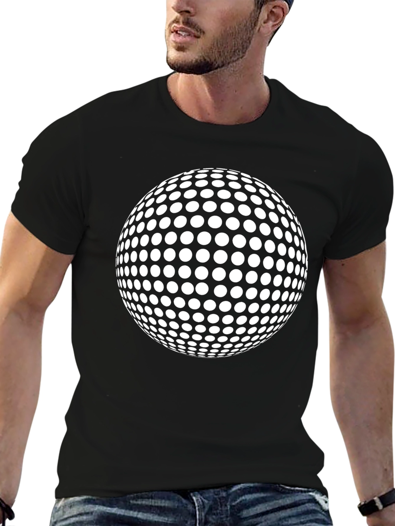 Black Golf Ball Graphic Black T-Shirt view 6
