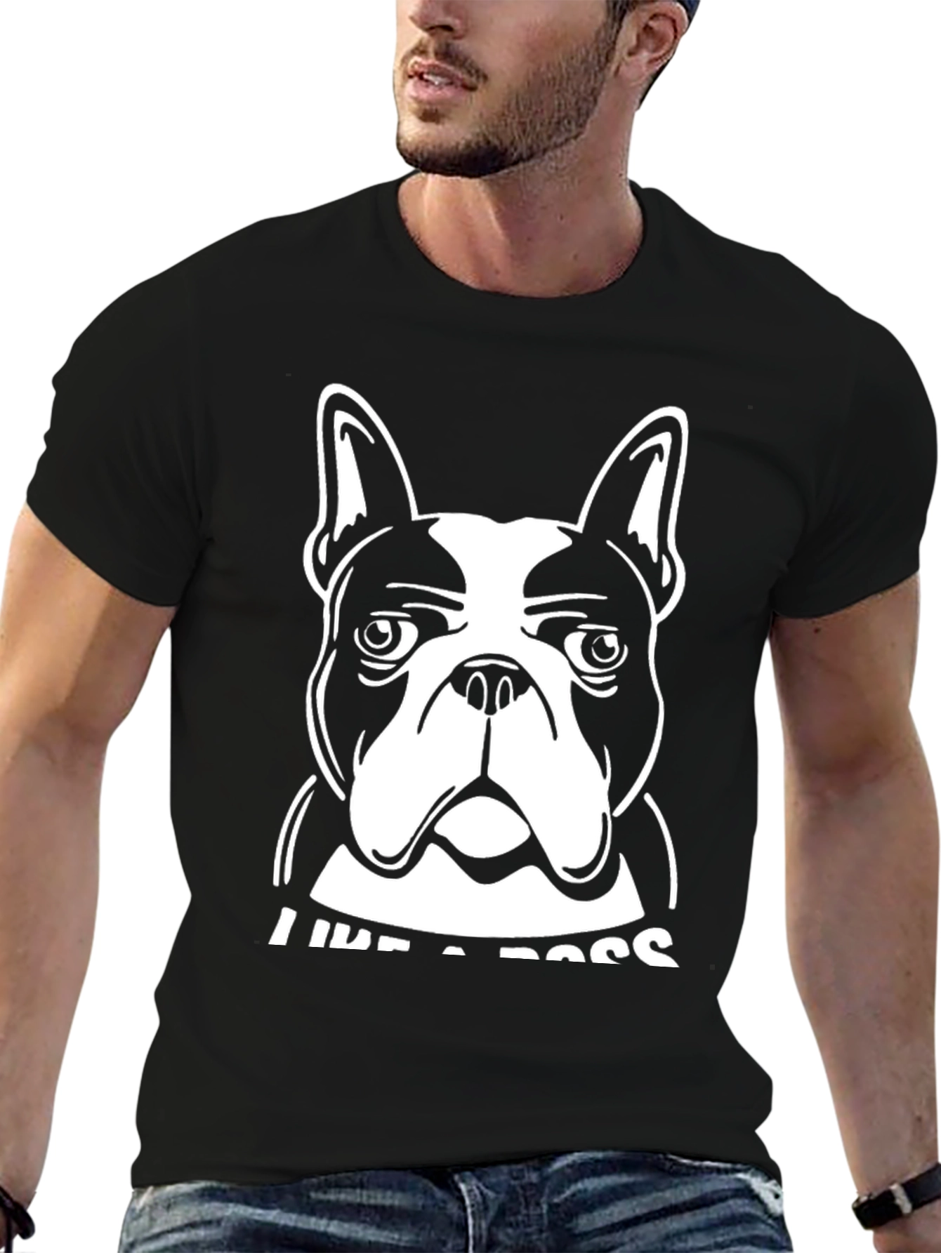 Black Like a Boss Dog Graphic Tee - Black Cotton Blend view 6