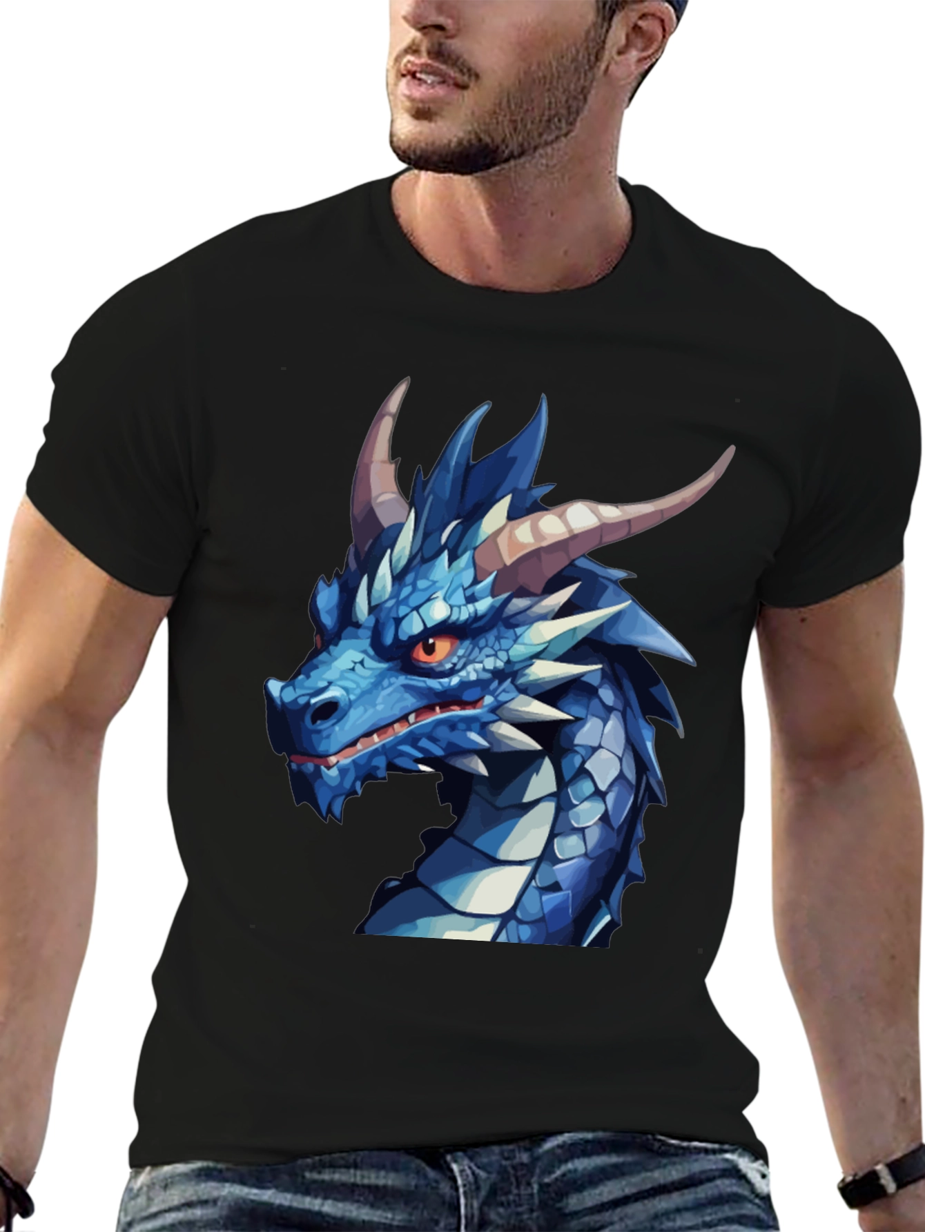 Black Dragon Graphic Tee - Black Cotton Blend T-Shirt view 6