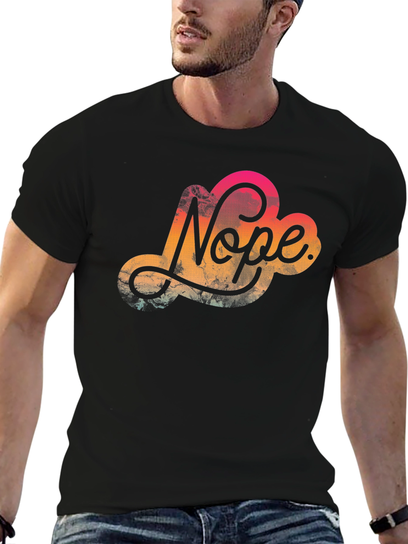 Black Nope Graphic Tee - Casual Black T-Shirt view 6