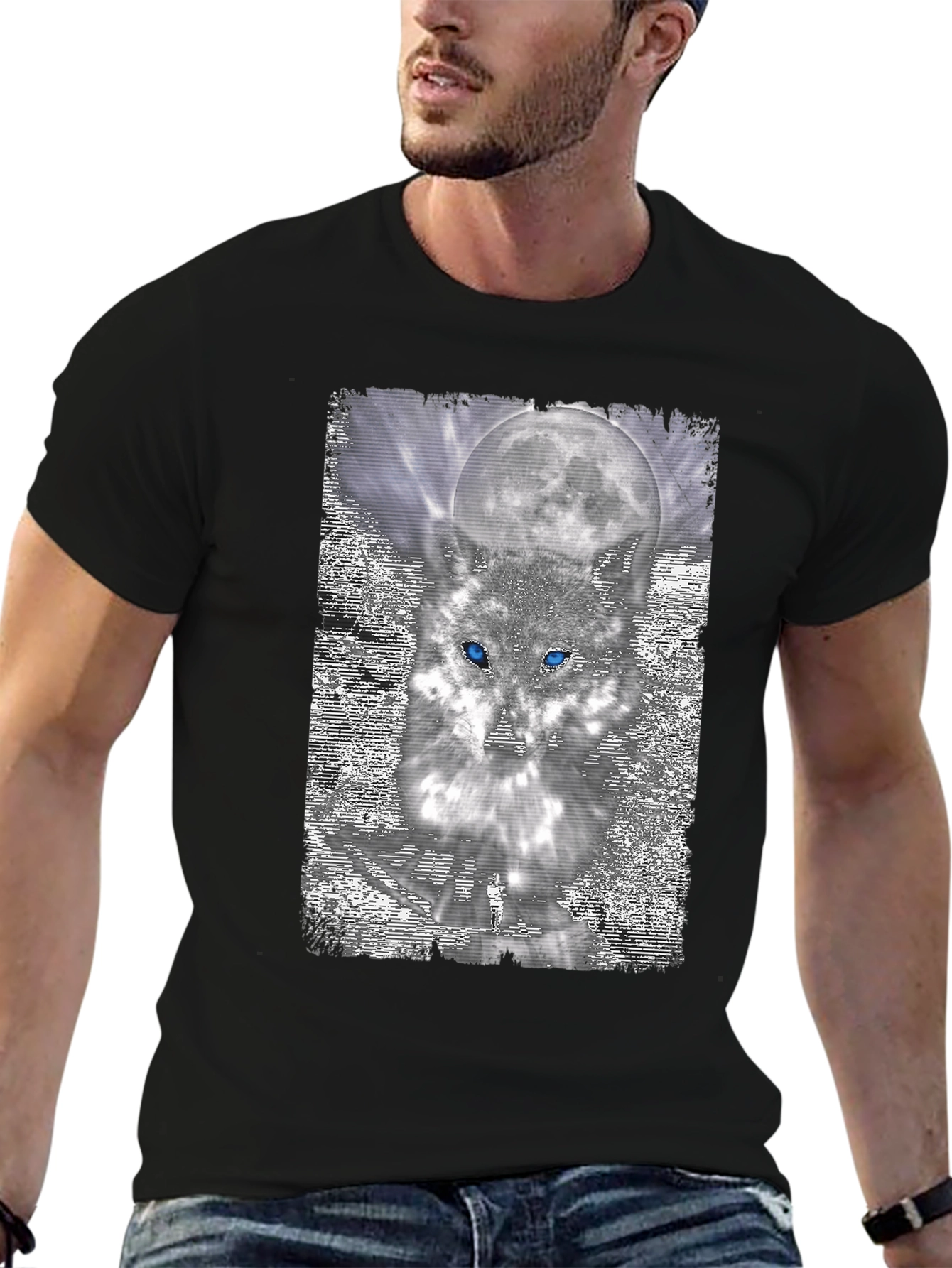 Black Wolf Moon Graphic Tee view 6