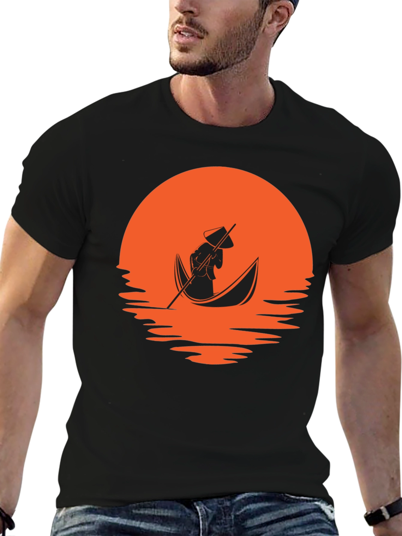 Black Sunset Boat Ride Graphic Tee - Black view 6